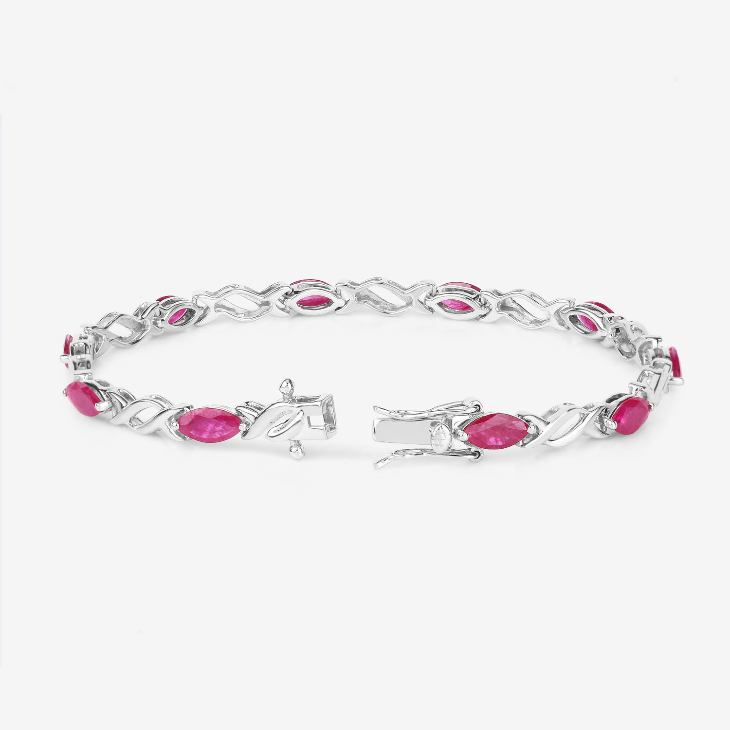 5.00 Carat Genuine Ruby 10K White Gold Bracelet