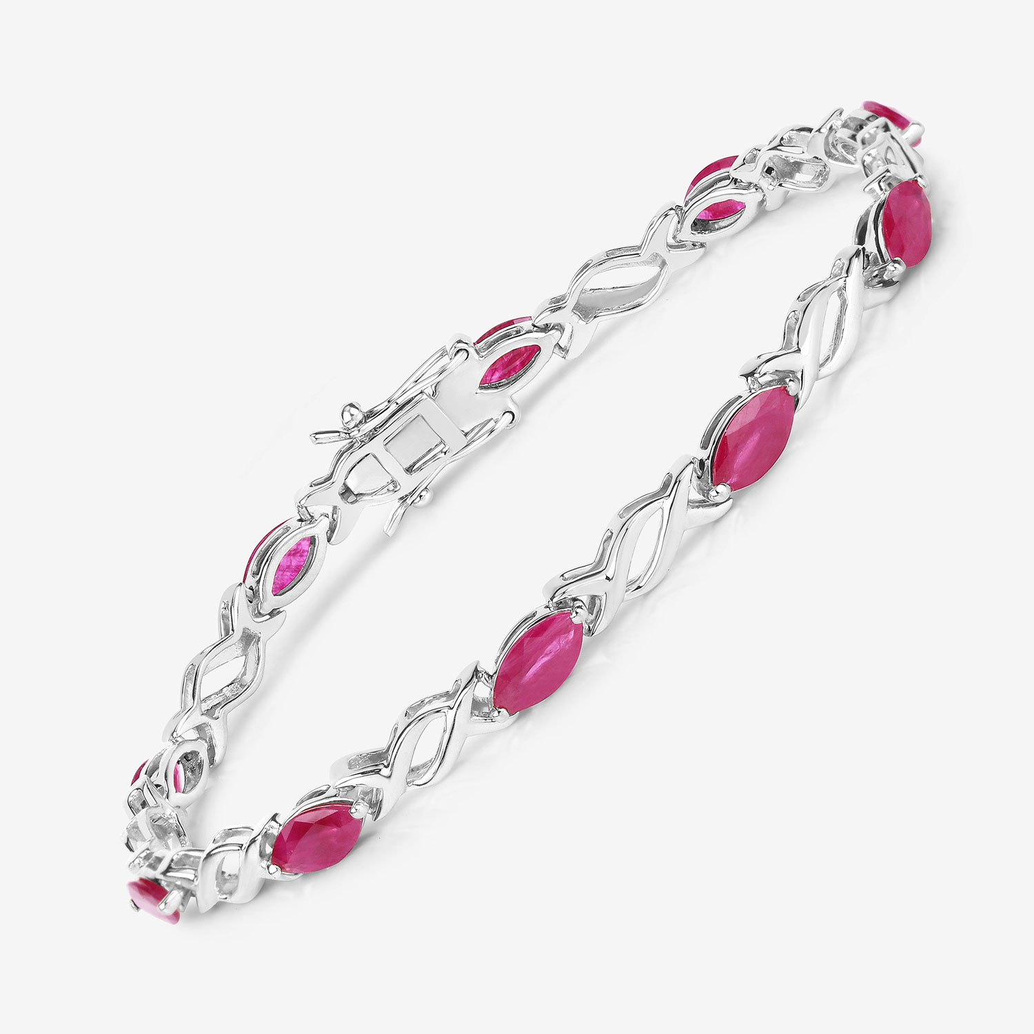 5.00 Carat Genuine Ruby 10K White Gold Bracelet