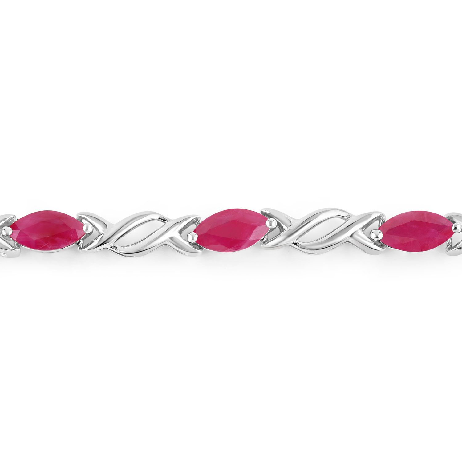 5.00 Carat Genuine Ruby 10K White Gold Bracelet