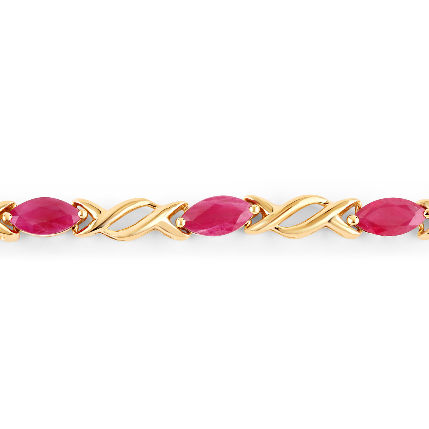 5.00 Carat Genuine Ruby 10K Yellow Gold Bracelet