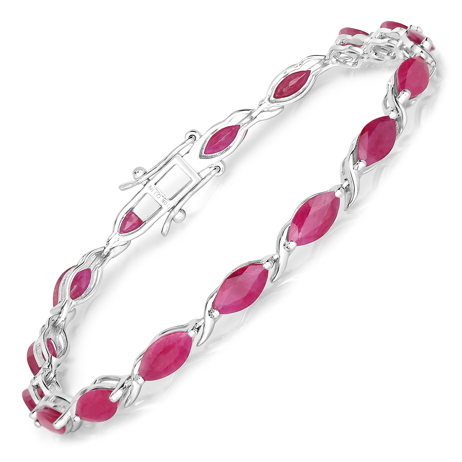 8.00 Carat Genuine Ruby 10K White Gold Bracelet