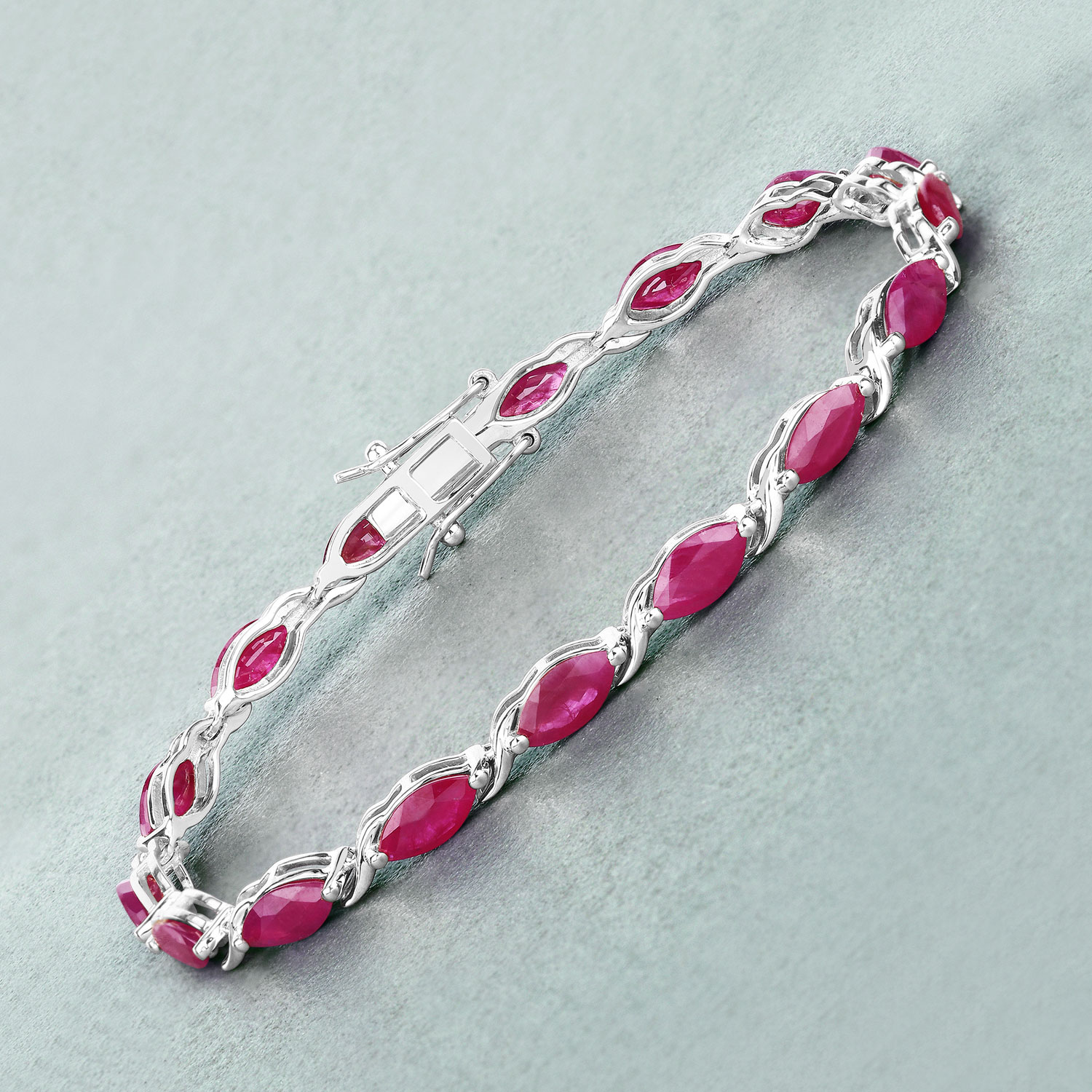 8.00 Carat Genuine Ruby 10K White Gold Bracelet