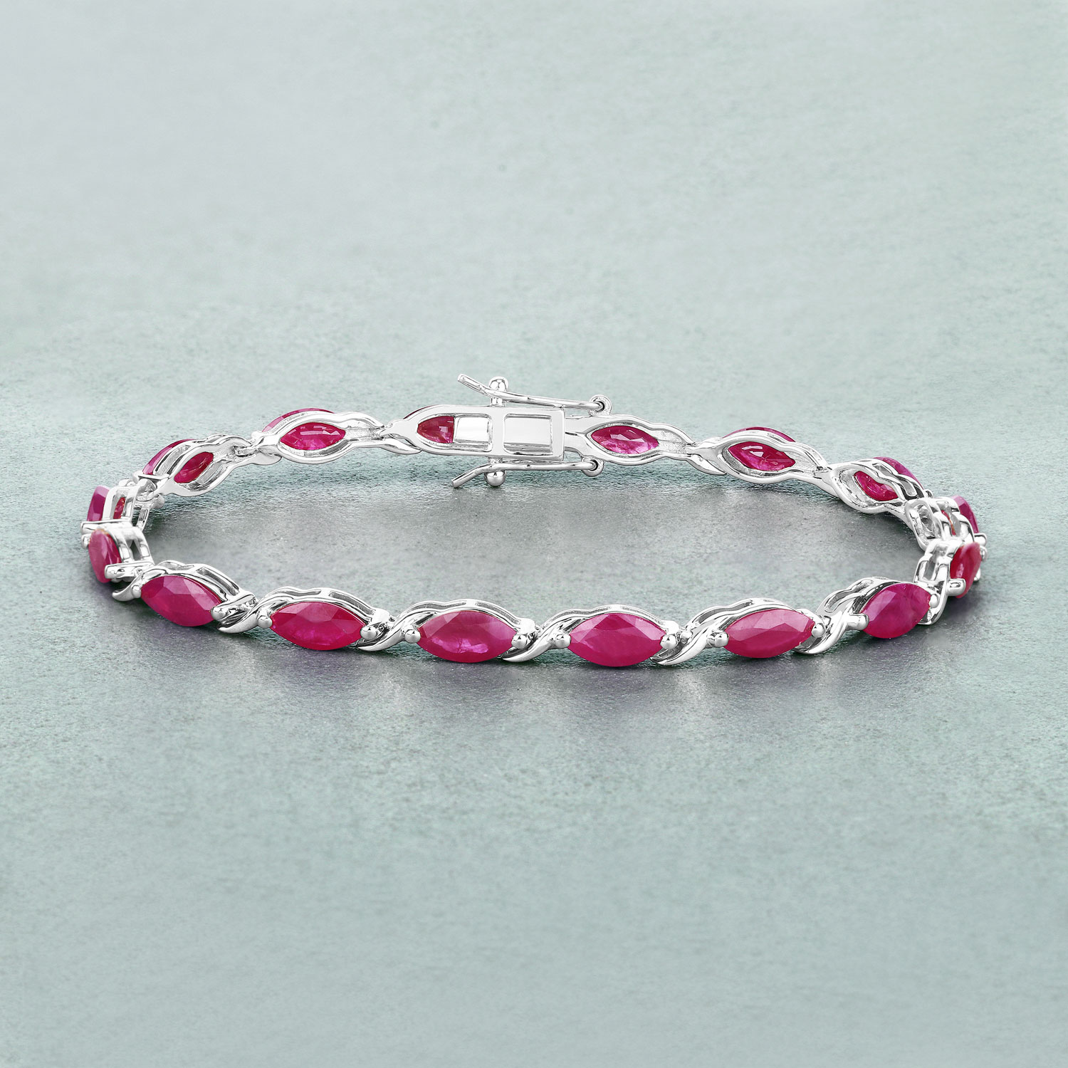 8.00 Carat Genuine Ruby 10K White Gold Bracelet