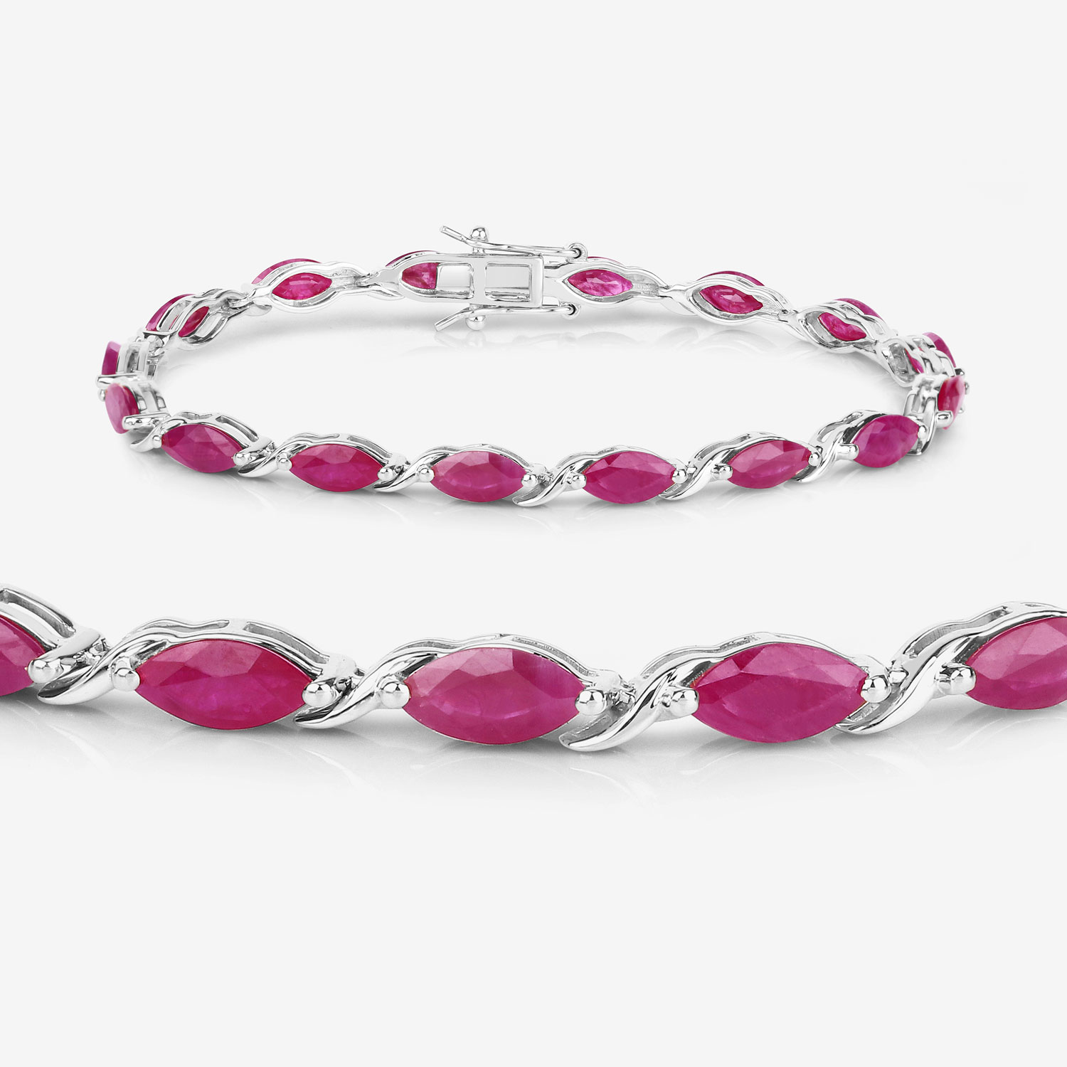 8.00 Carat Genuine Ruby 10K White Gold Bracelet