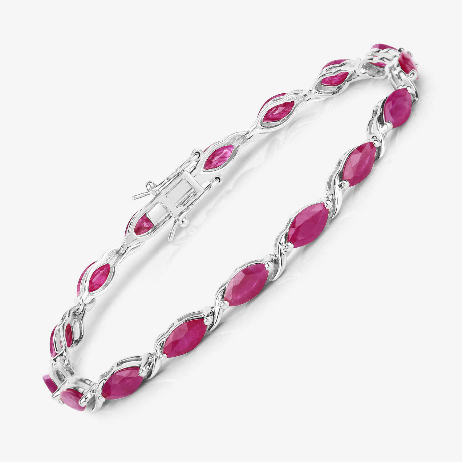 8.00 Carat Genuine Ruby 10K White Gold Bracelet