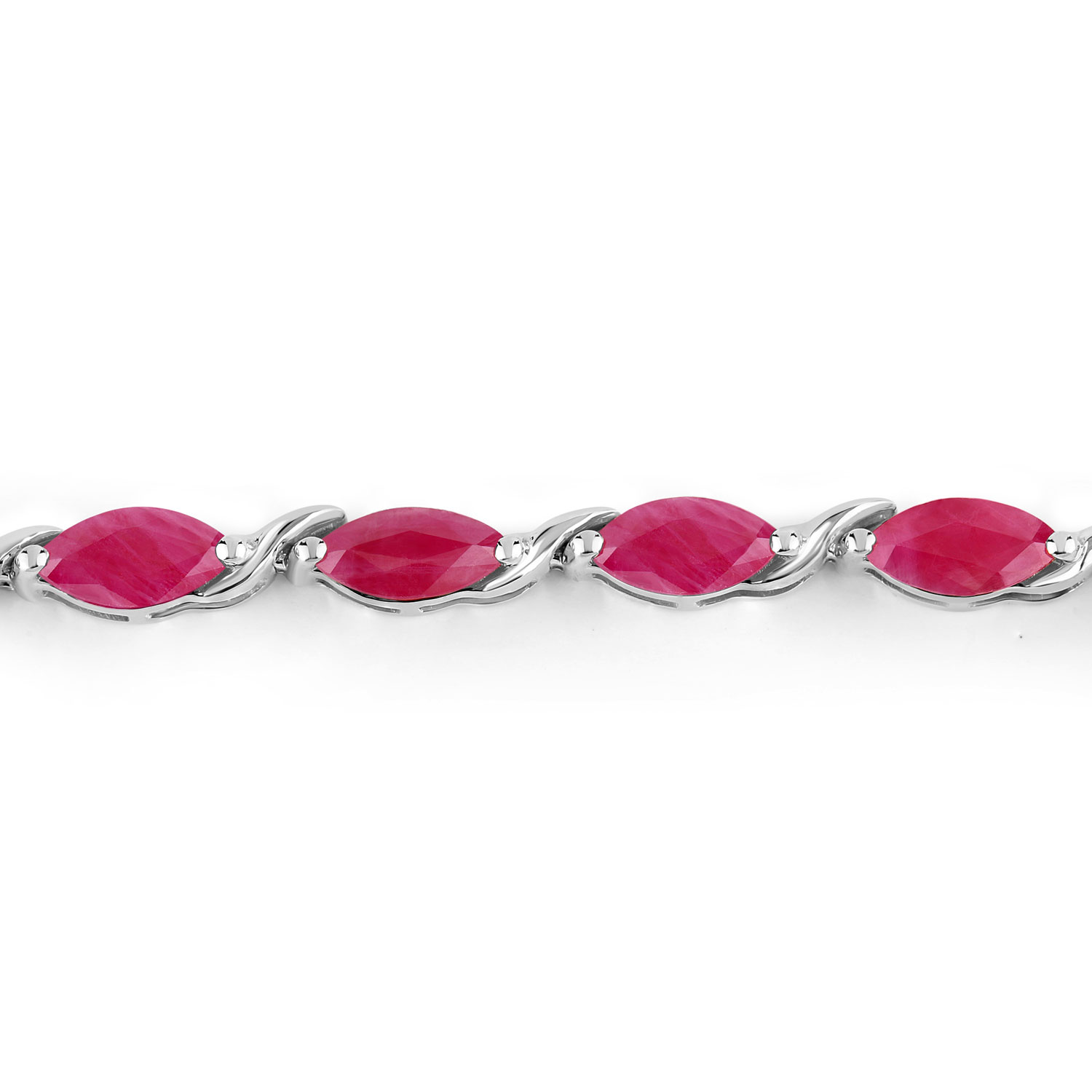 8.00 Carat Genuine Ruby 10K White Gold Bracelet
