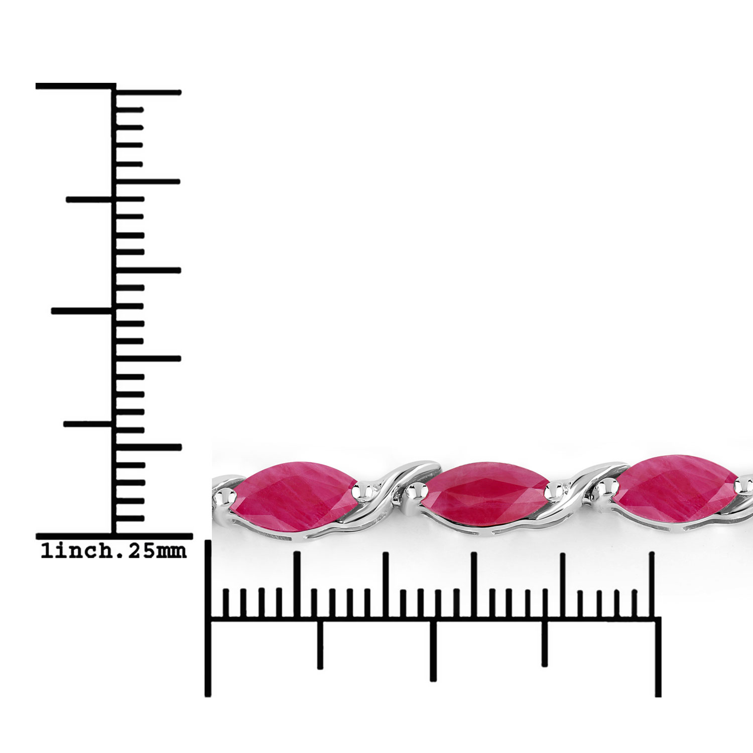 8.00 Carat Genuine Ruby 10K White Gold Bracelet