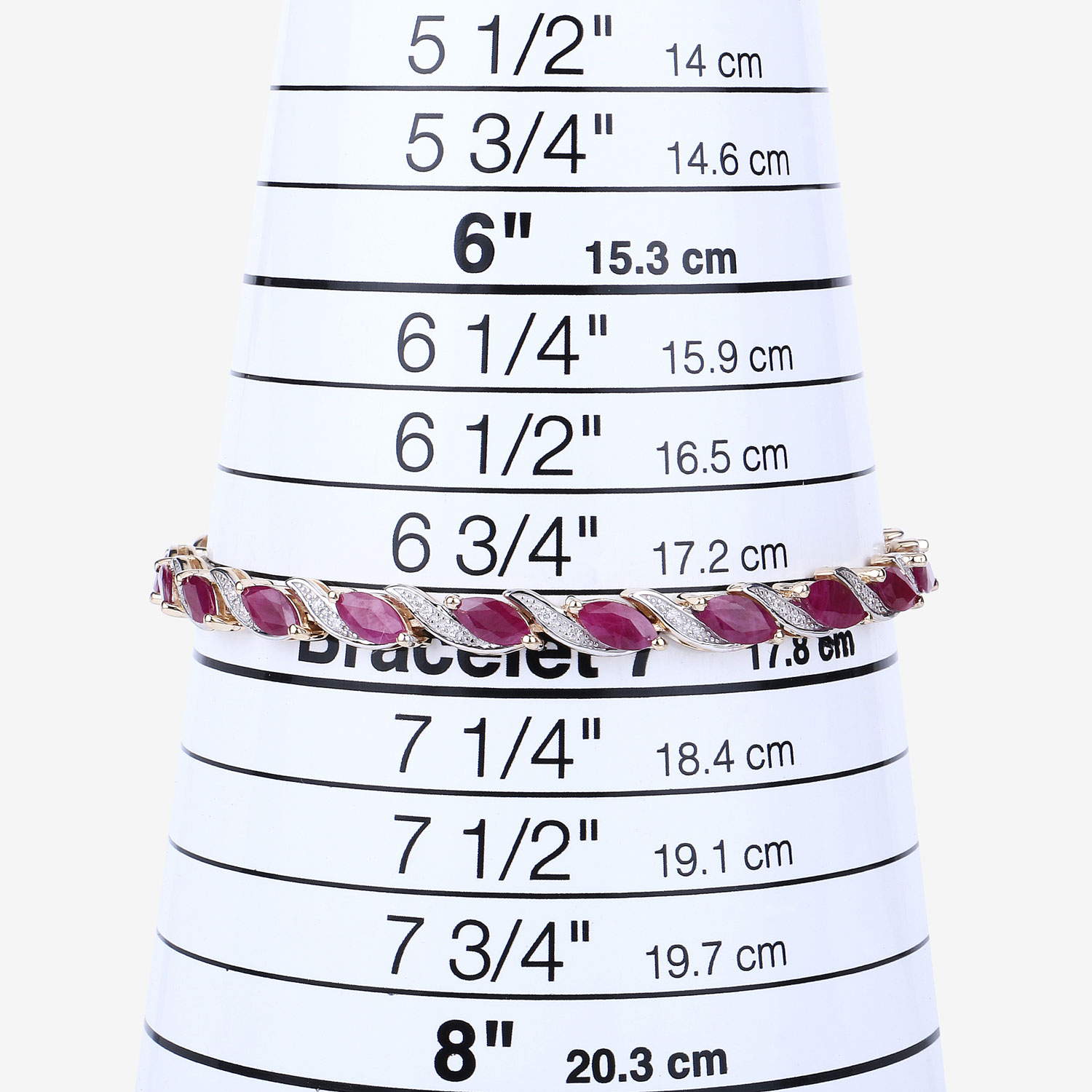 7.78 Carat Genuine Ruby and White Diamond 10K Yellow Gold Bracelet