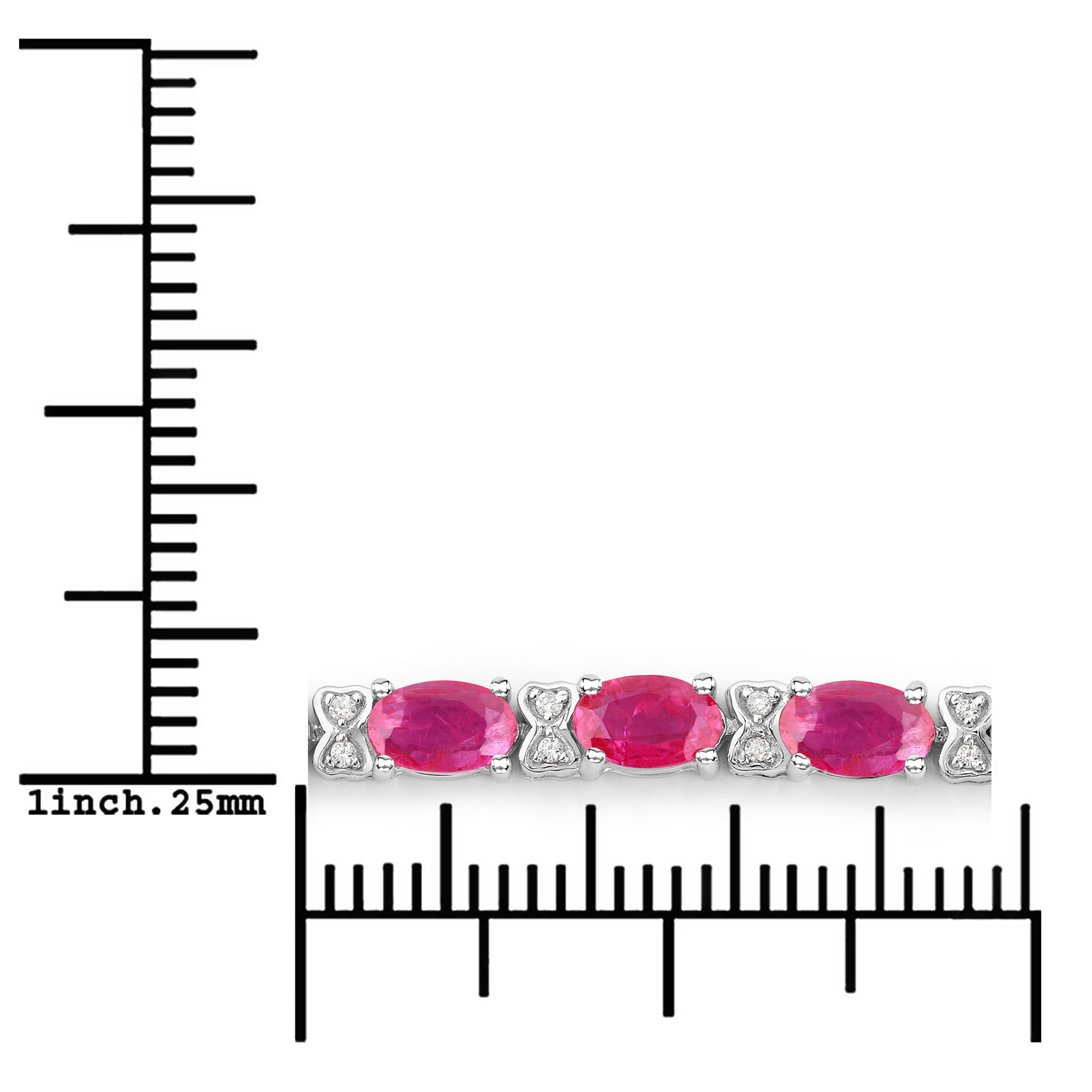 5.87 Carat Genuine Ruby and White Diamond 14K White Gold Bracelet