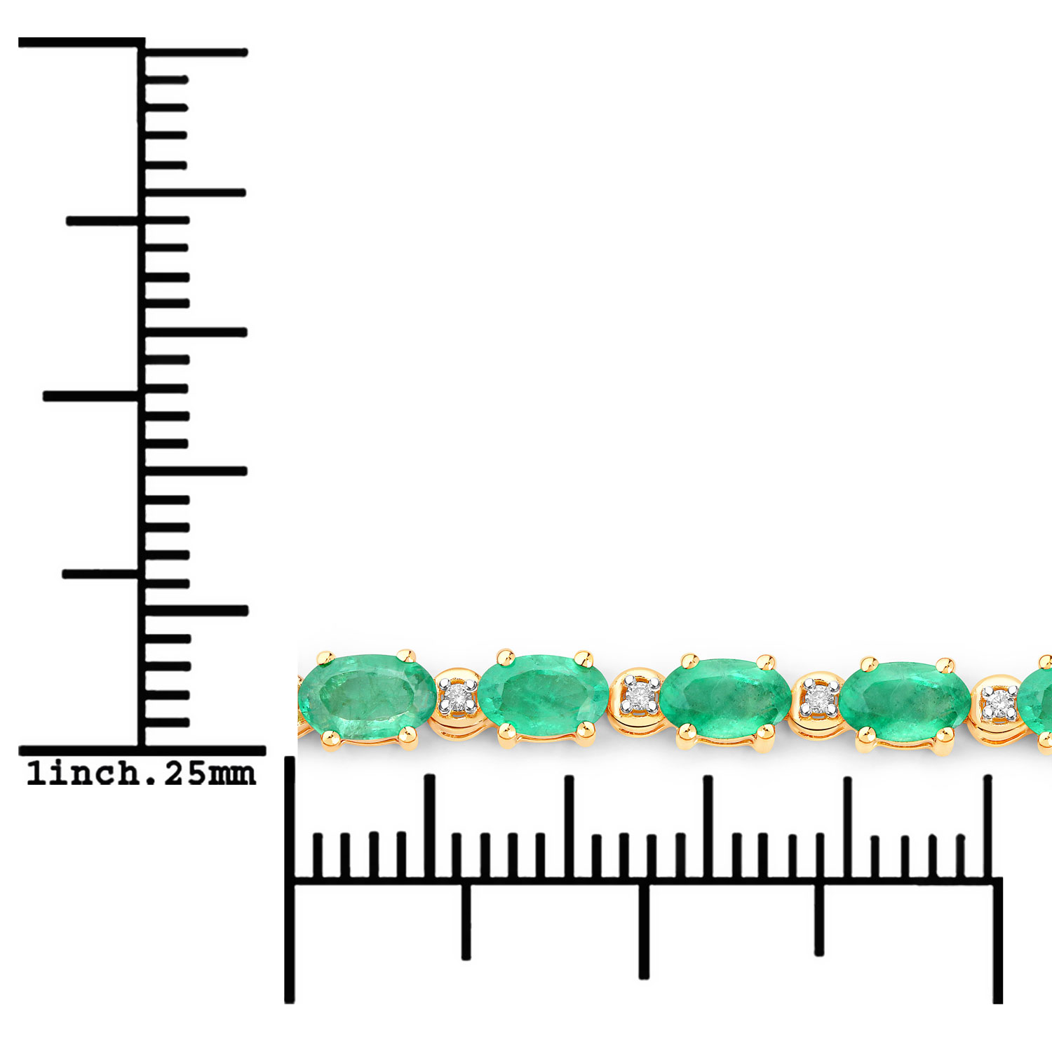 5.06 Carat Genuine Zambian Emerald and White Diamond 14K Yellow Gold Bracelet
