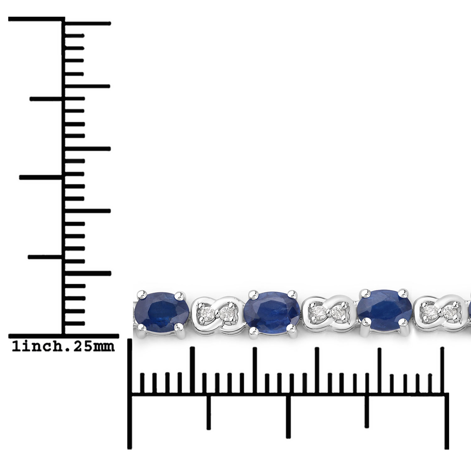 4.82 Carat Genuine Blue Sapphire and White Diamond 14K White Gold Bracelet