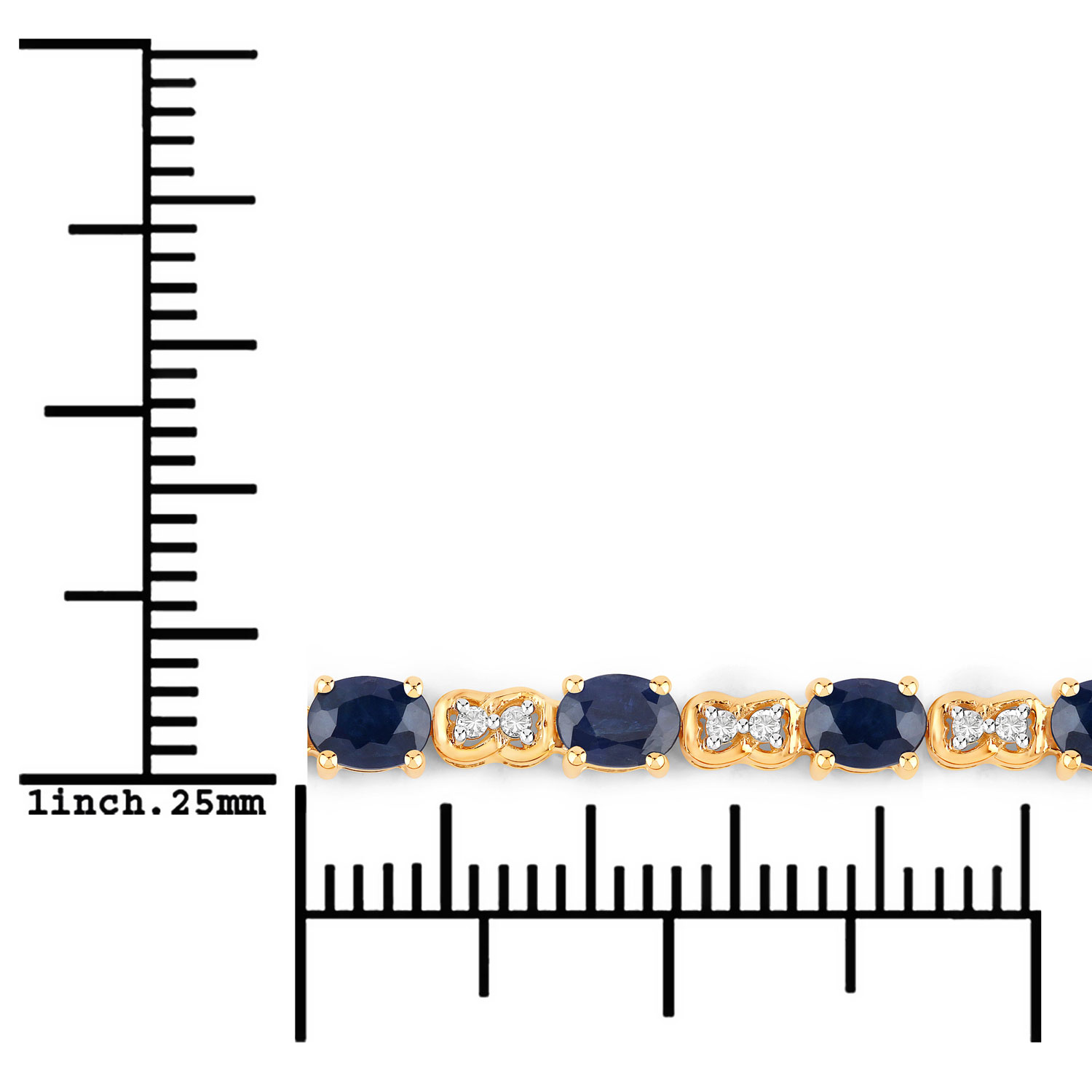 14K Yellow Gold 7in Bracelet 4.62 Carat Sapphire Oval Cut with White Diamond 0.2ct (Vault_Q) - Image 3