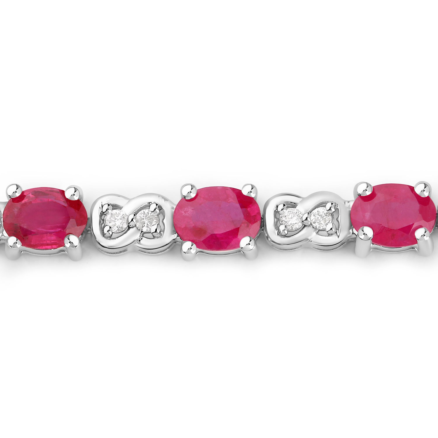 4.60 Carat Genuine Ruby and White Diamond 14K White Gold Bracelet