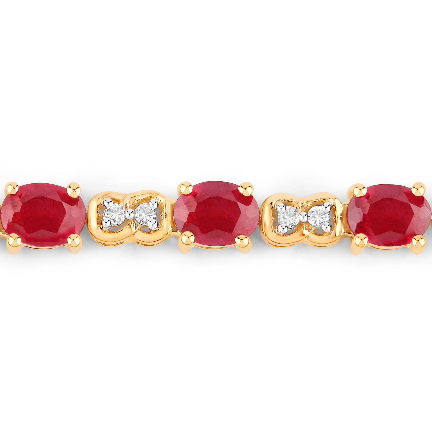 4.60 Carat Genuine Ruby and White Diamond 14K Yellow Gold Bracelet