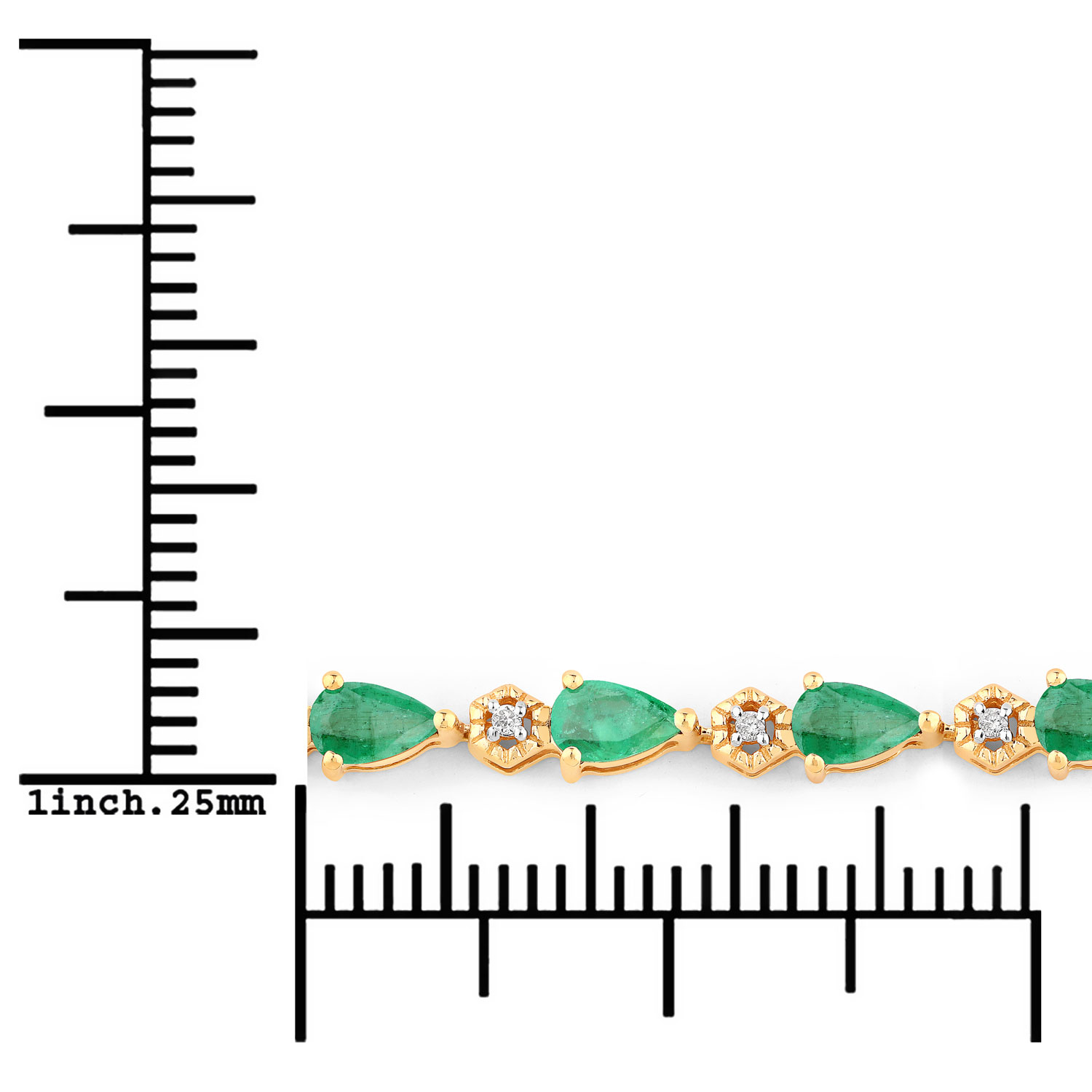 3.53 Carat Genuine Zambian Emerald and White Diamond 14K Yellow Gold Bracelet
