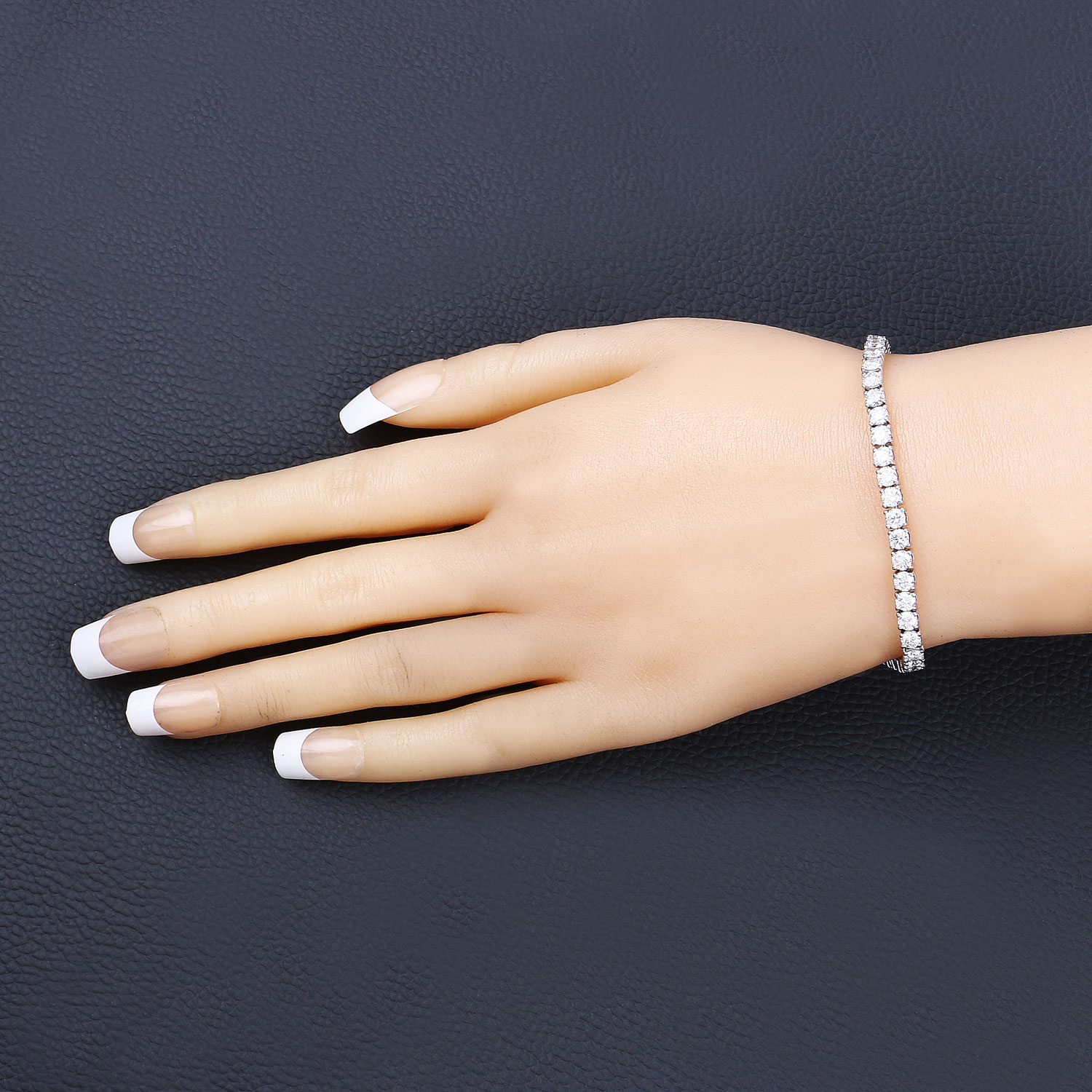 7.00 Carat Lab Grown Diamond 14K White Gold Bracelet