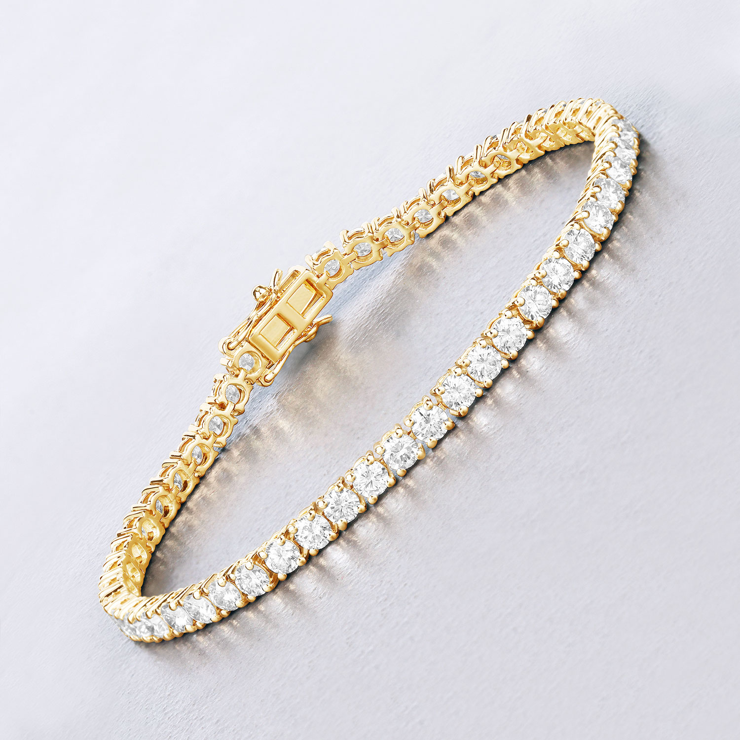 7.00 Carat Lab Grown Diamond 14K Yellow Gold Bracelet