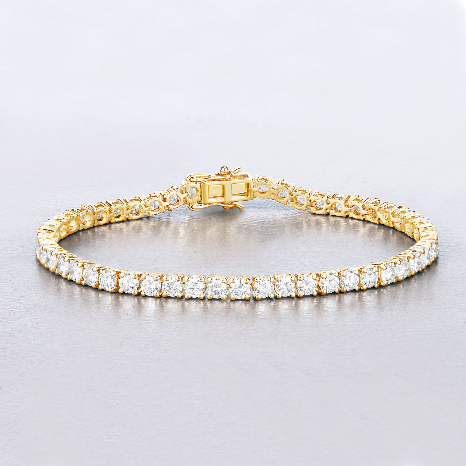 7.00 Carat Lab Grown Diamond 14K Yellow Gold Bracelet