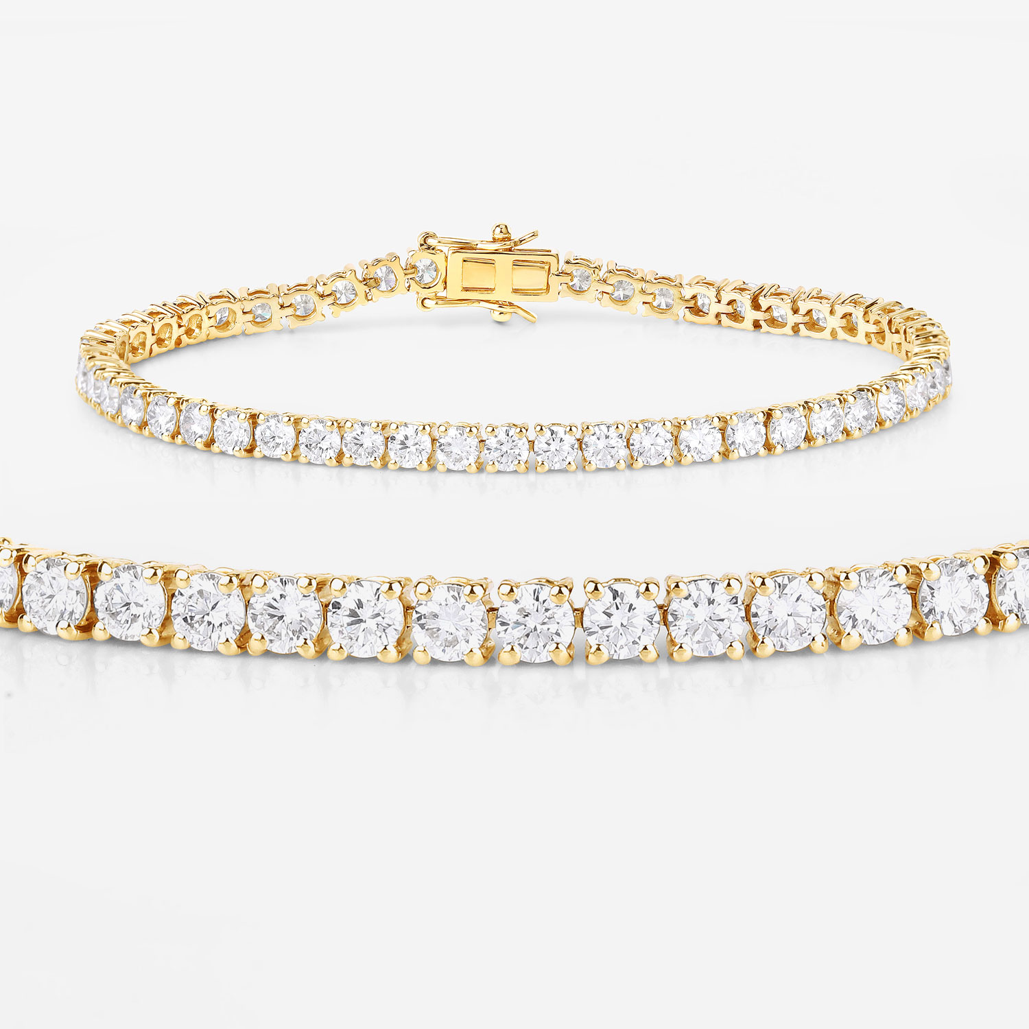 7.00 Carat Lab Grown Diamond 14K Yellow Gold Bracelet
