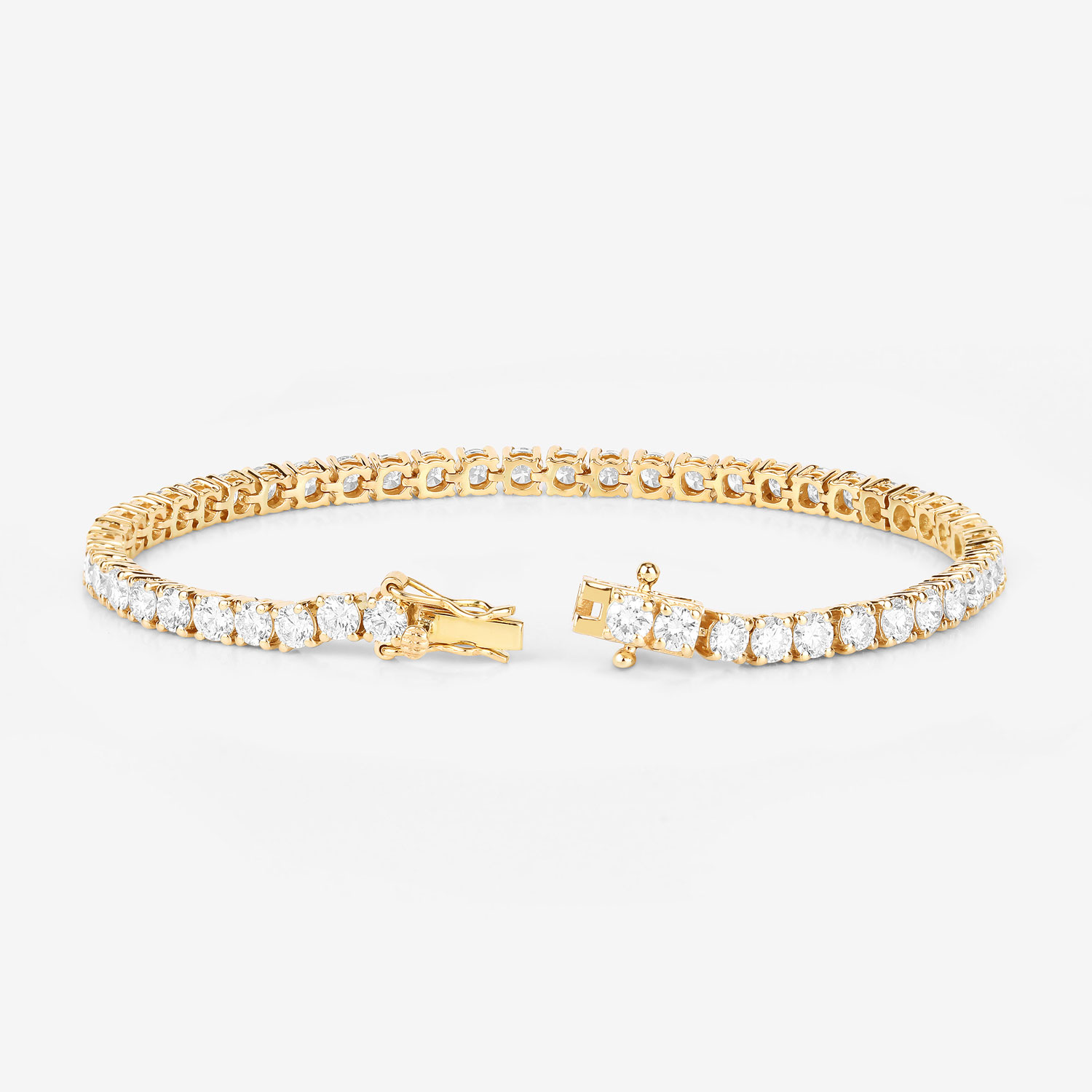 7.00 Carat Lab Grown Diamond 14K Yellow Gold Bracelet