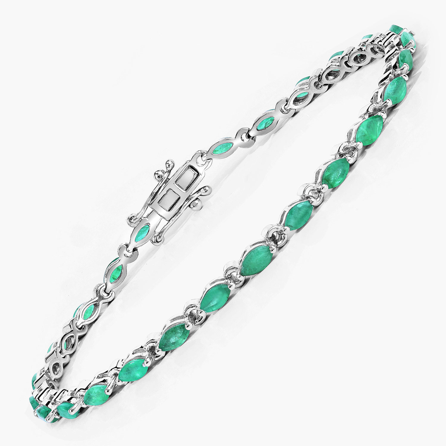 3.12 Carat Genuine Emerald .925 Sterling Silver Bracelet