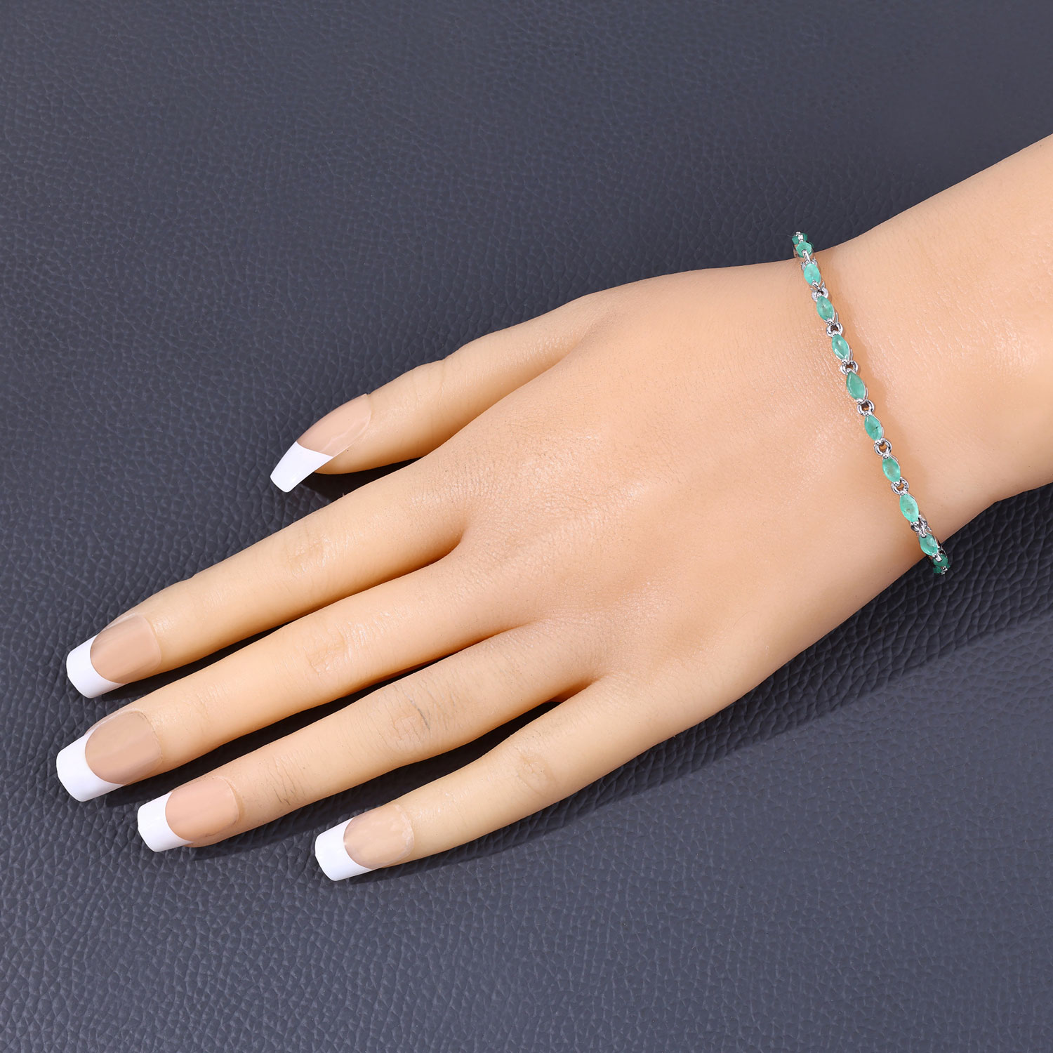 3.12 Carat Genuine Emerald .925 Sterling Silver Bracelet