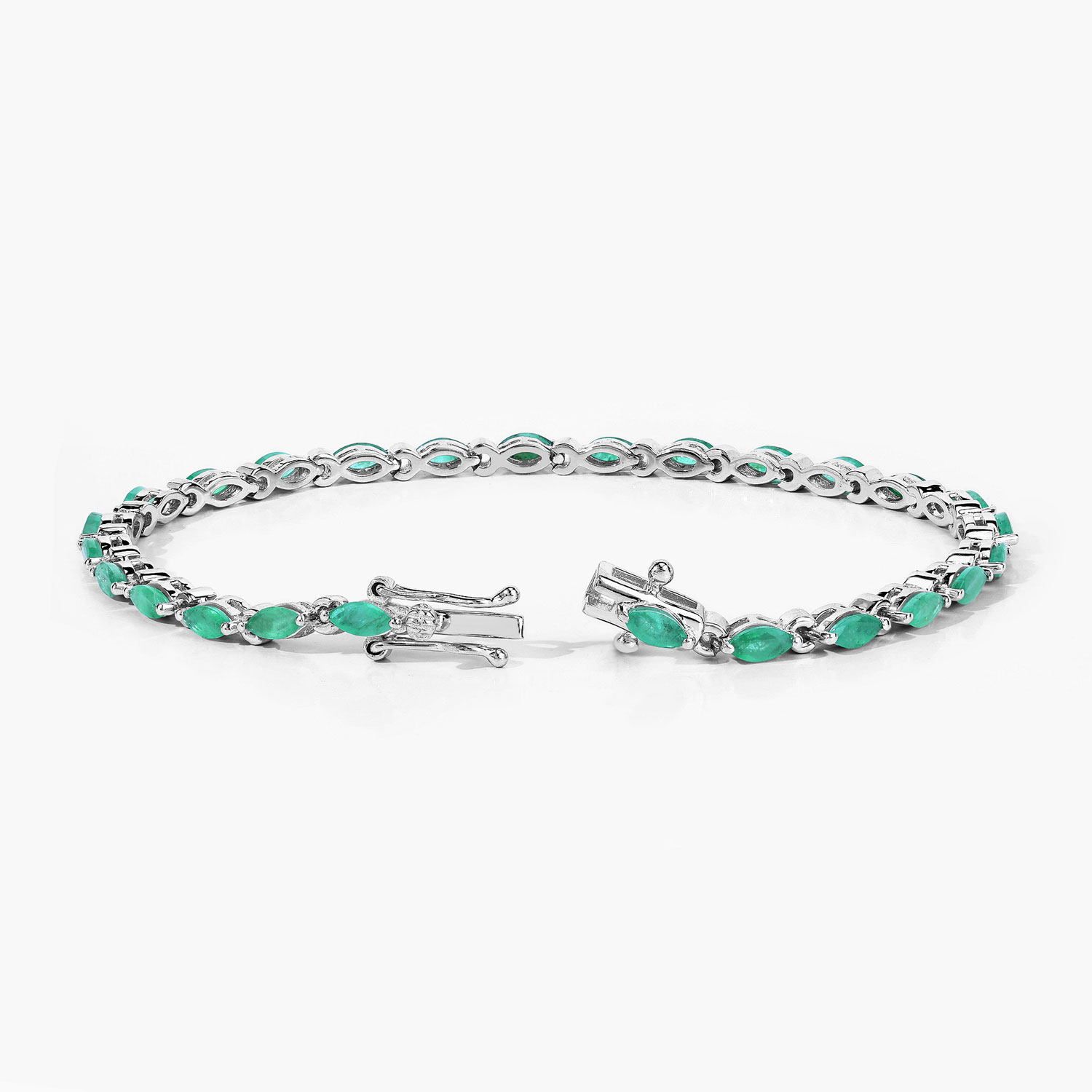 3.12 Carat Genuine Emerald .925 Sterling Silver Bracelet