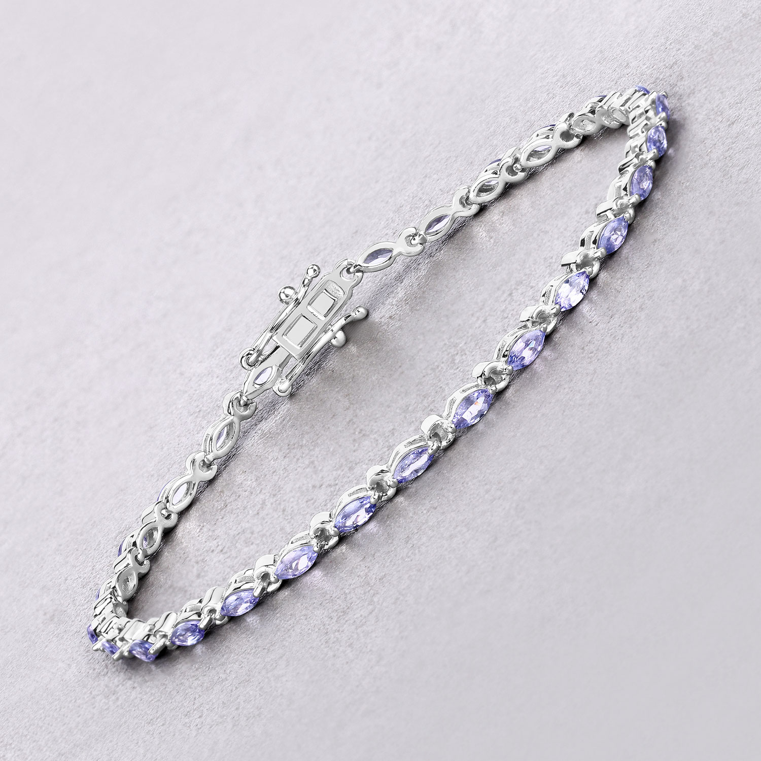 3.78 Carat Genuine Tanzanite .925 Sterling Silver Bracelet