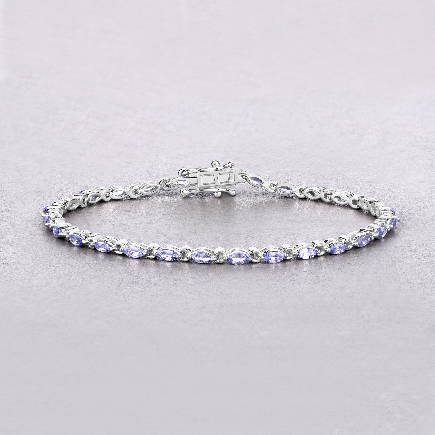 3.78 Carat Genuine Tanzanite .925 Sterling Silver Bracelet
