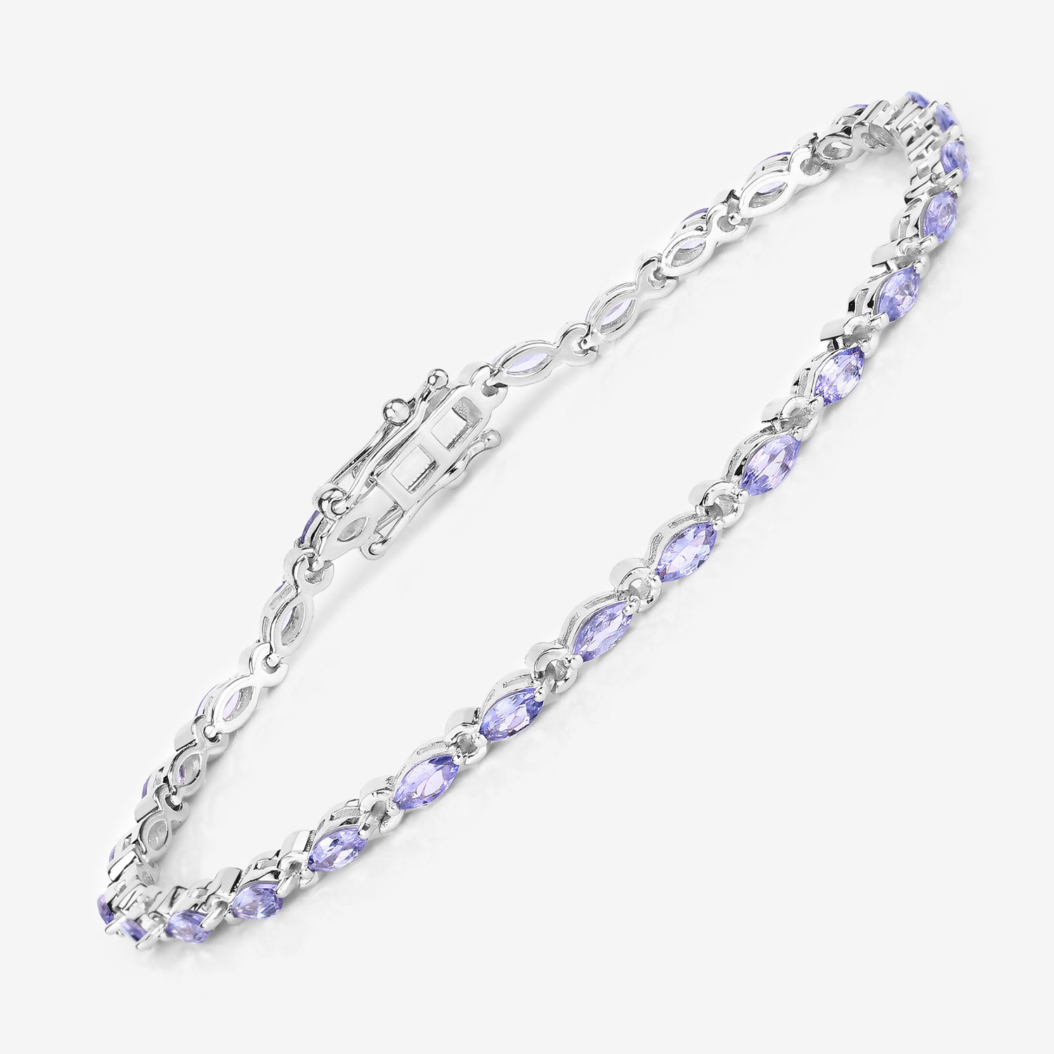 3.78 Carat Genuine Tanzanite .925 Sterling Silver Bracelet