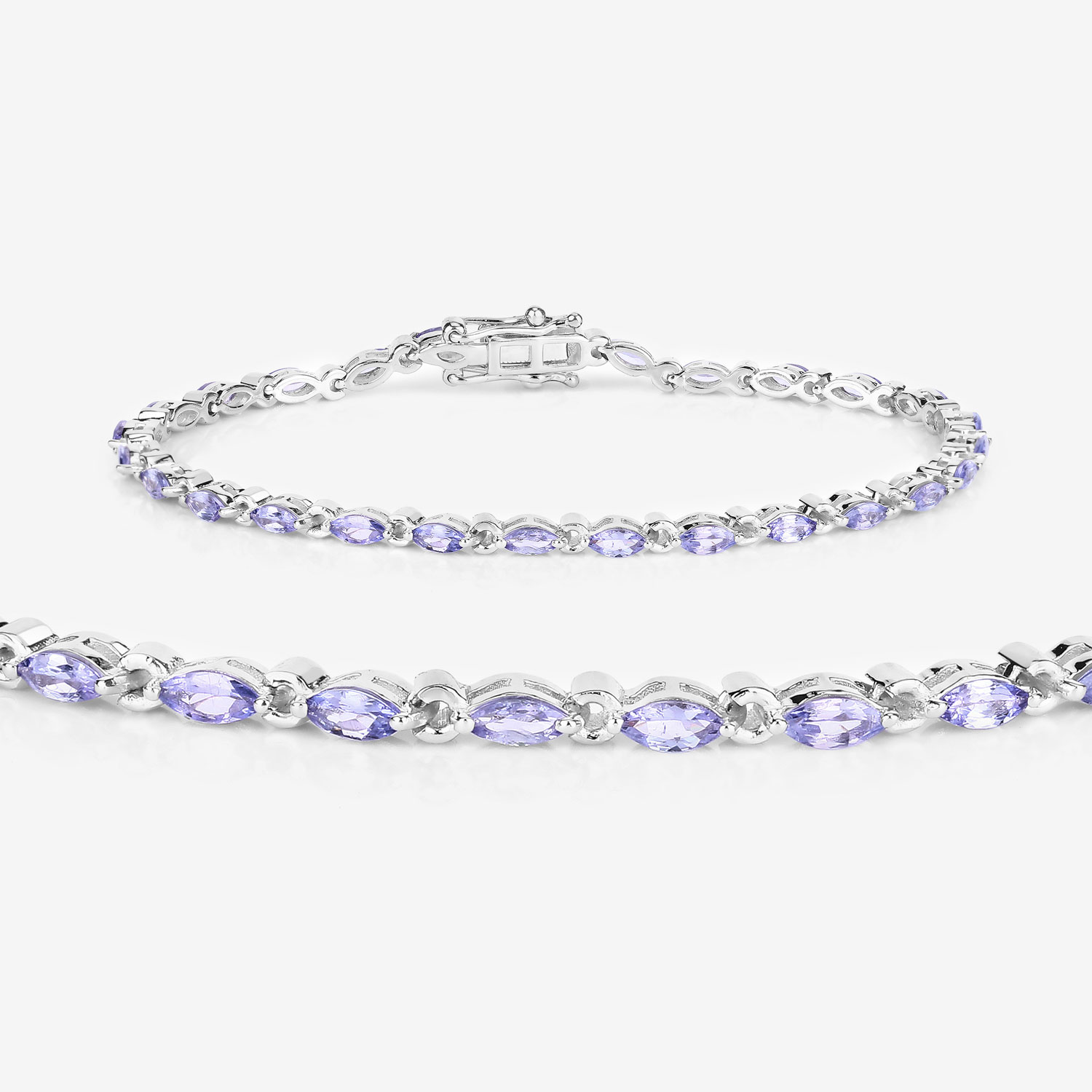 3.78 Carat Genuine Tanzanite .925 Sterling Silver Bracelet