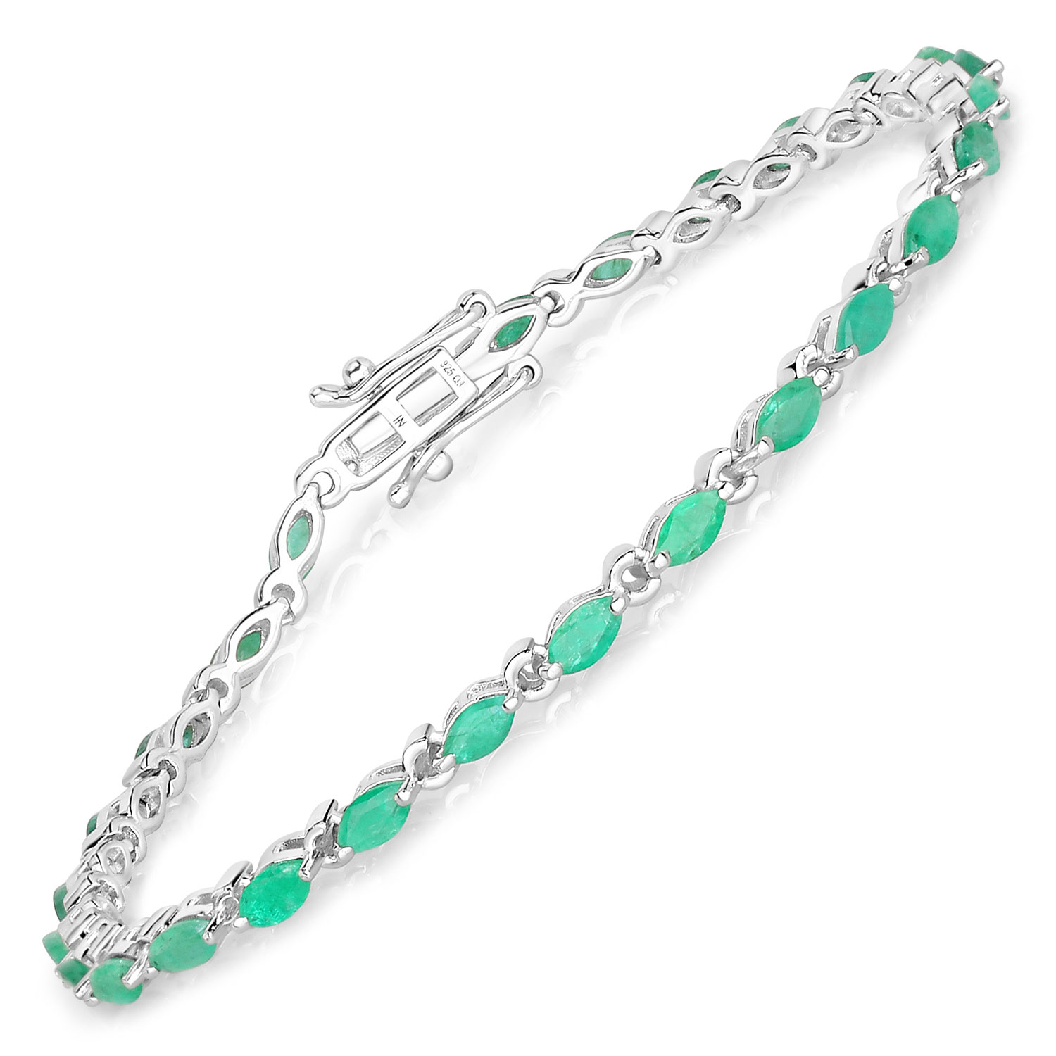 3.24 Carat Genuine Zambian Emerald .925 Sterling Silver Bracelet