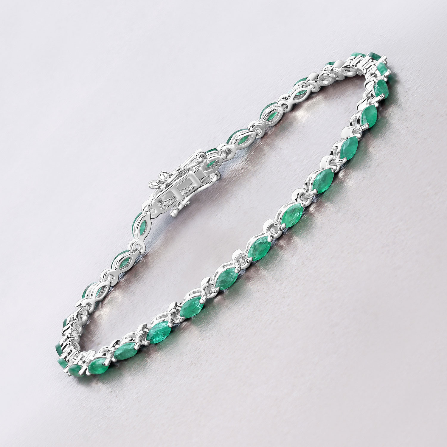3.24 Carat Genuine Zambian Emerald .925 Sterling Silver Bracelet