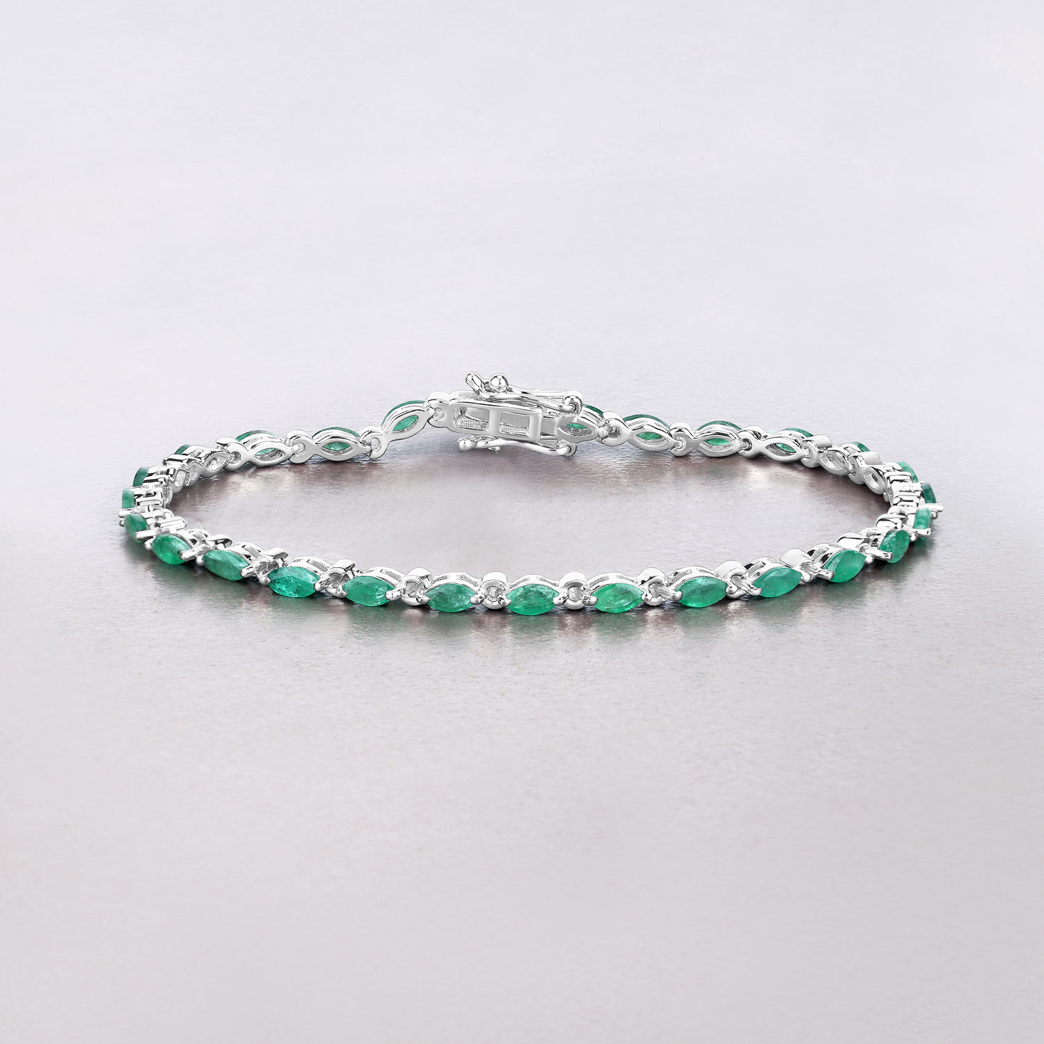 3.24 Carat Genuine Zambian Emerald .925 Sterling Silver Bracelet