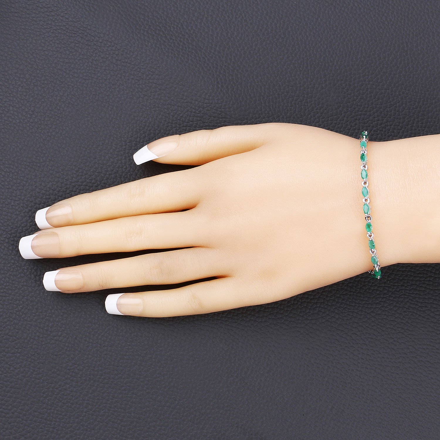3.24 Carat Genuine Zambian Emerald .925 Sterling Silver Bracelet