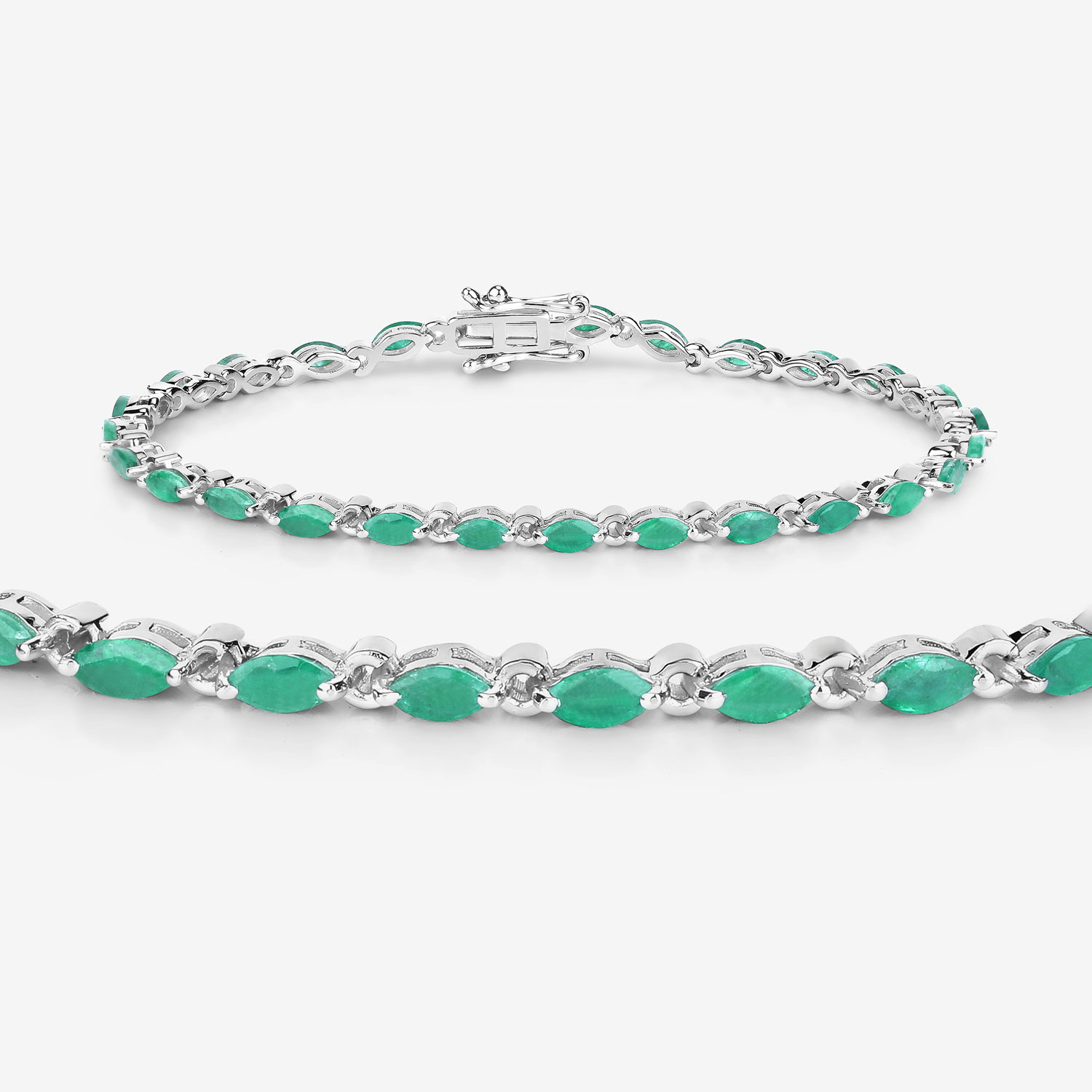 3.24 Carat Genuine Zambian Emerald .925 Sterling Silver Bracelet