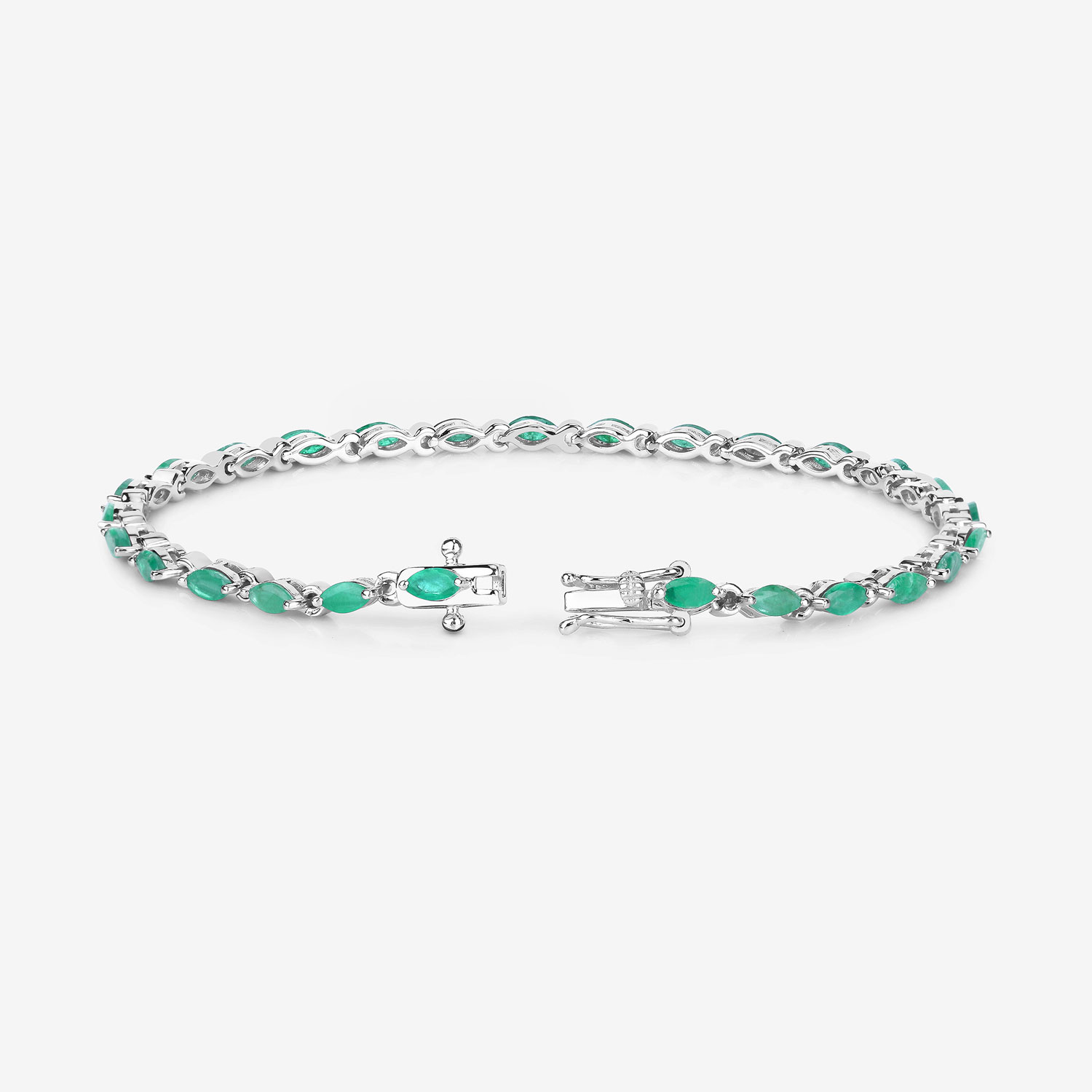 3.24 Carat Genuine Zambian Emerald .925 Sterling Silver Bracelet
