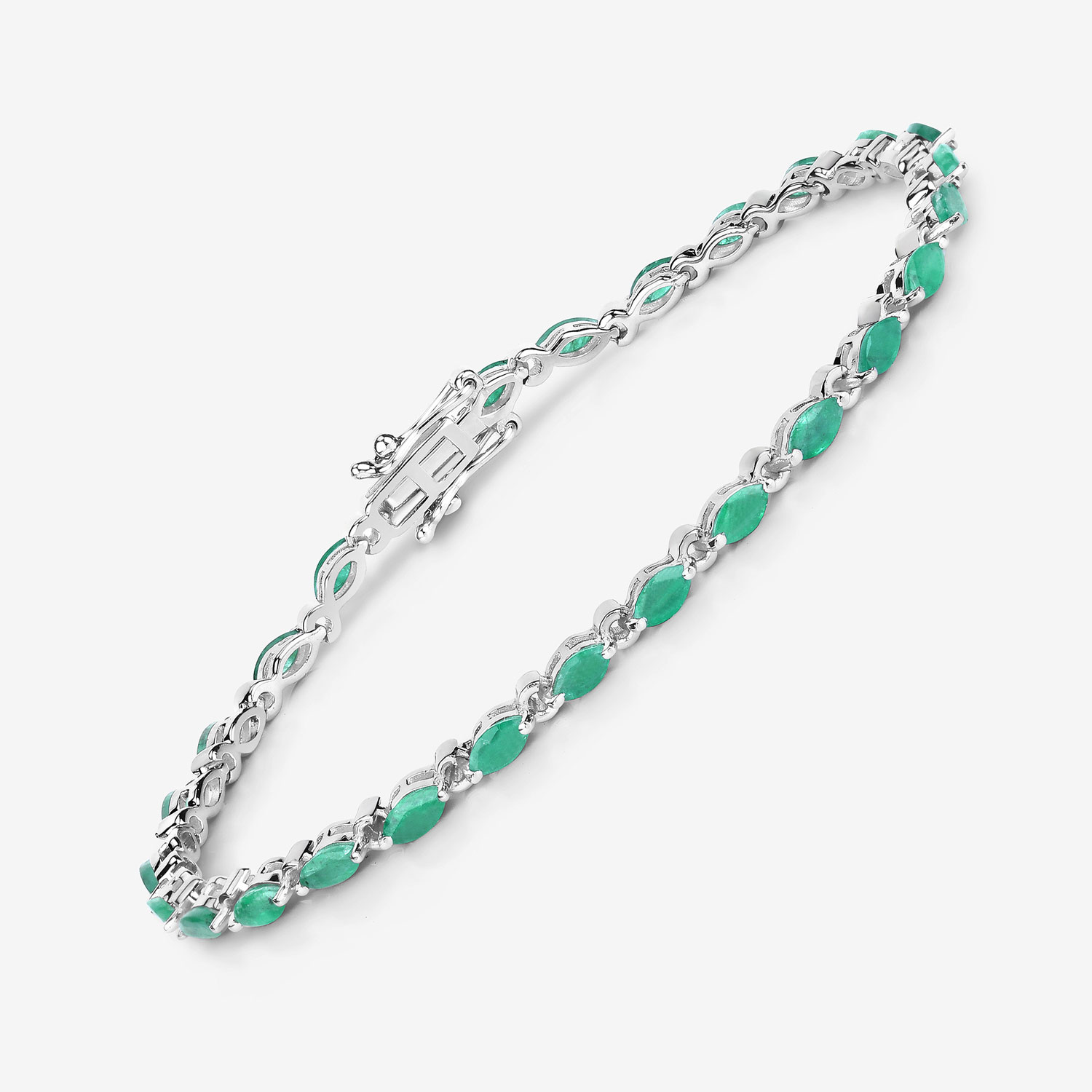 3.24 Carat Genuine Zambian Emerald .925 Sterling Silver Bracelet