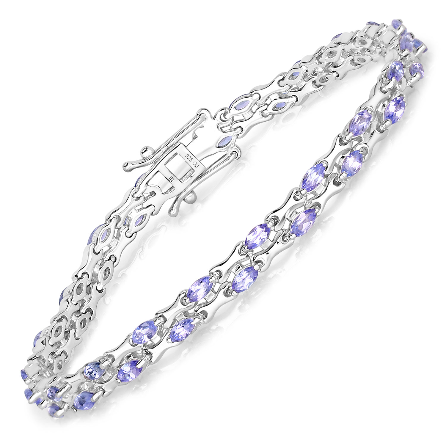 3.20 Carat Genuine Tanzanite .925 Sterling Silver Bracelet