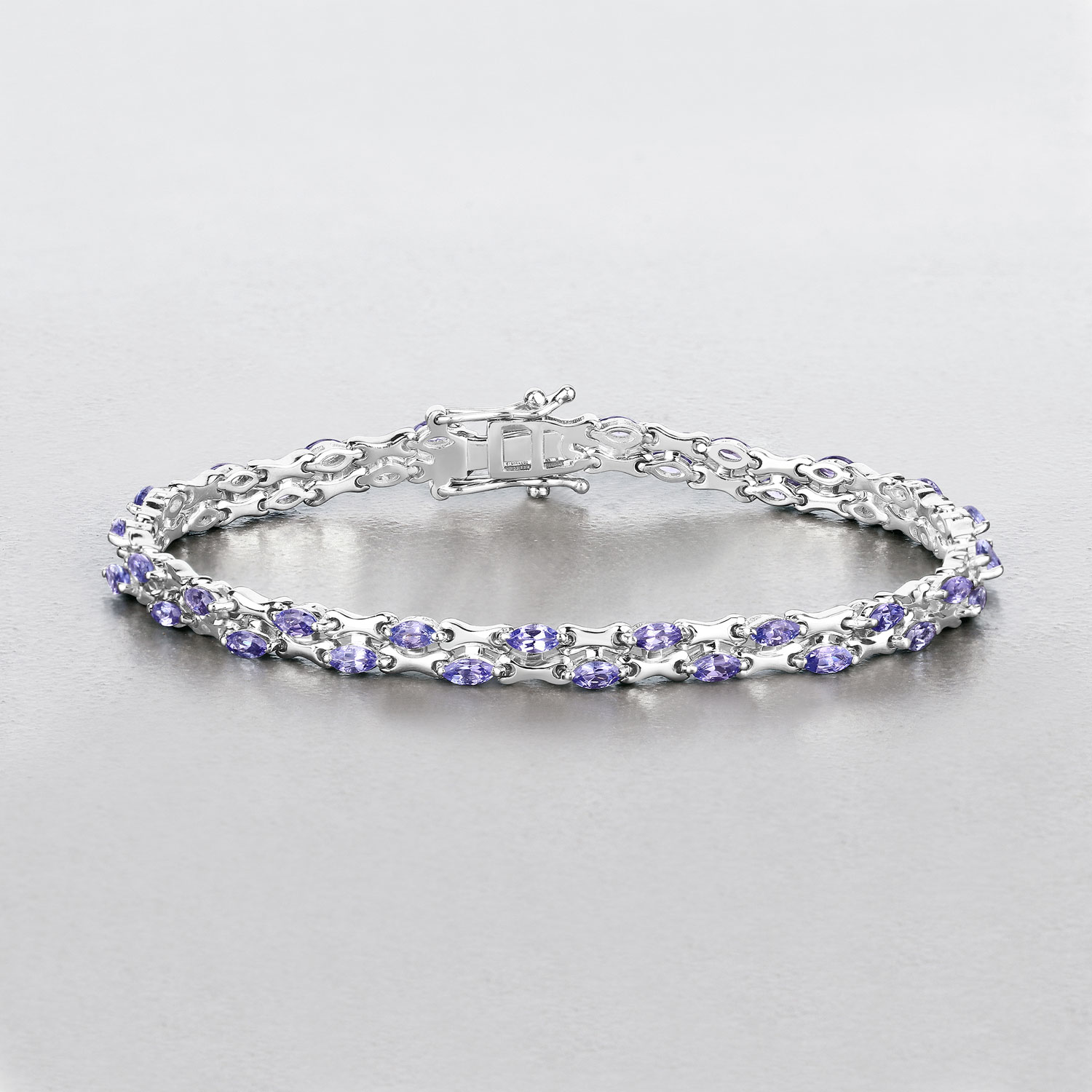3.20 Carat Genuine Tanzanite .925 Sterling Silver Bracelet