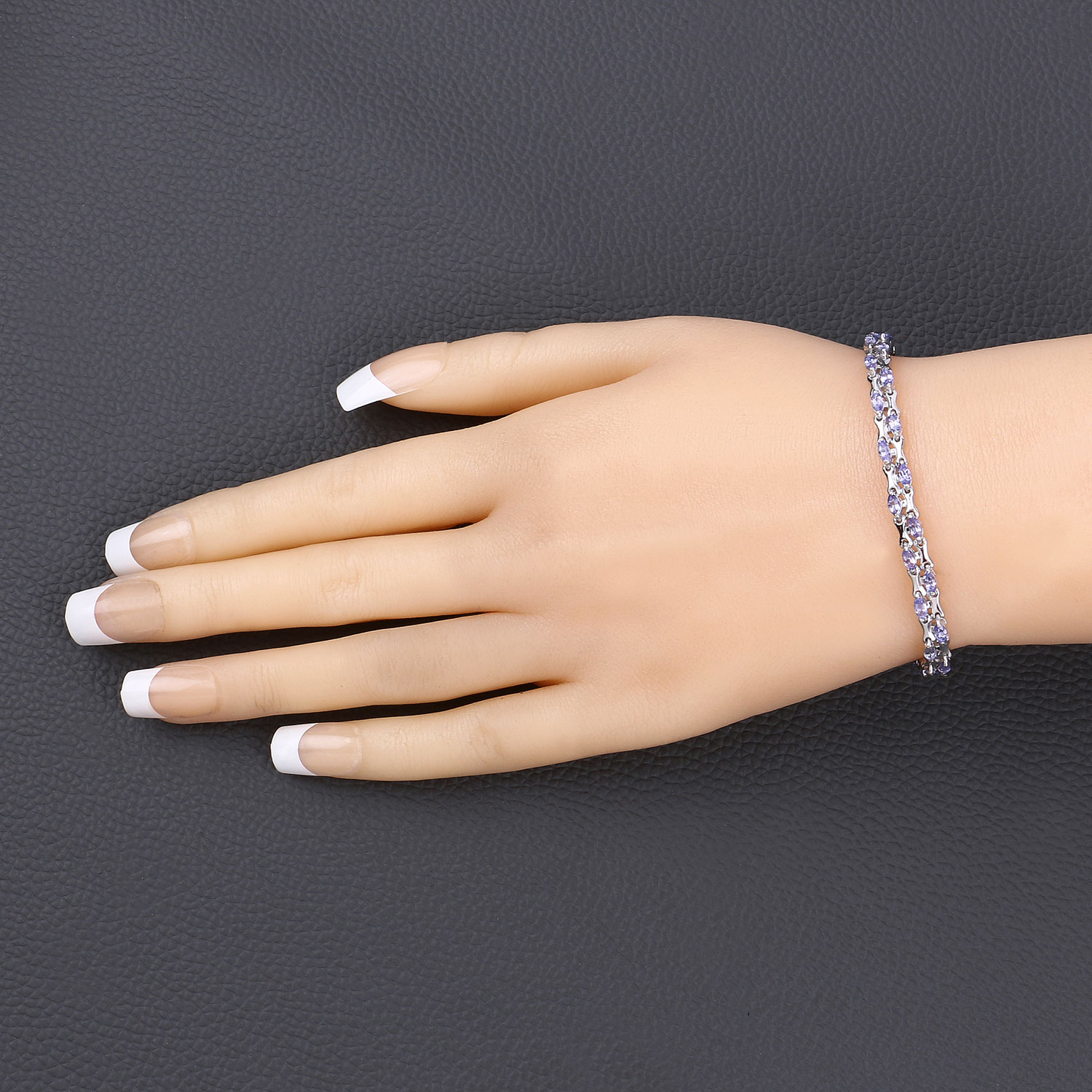 3.20 Carat Genuine Tanzanite .925 Sterling Silver Bracelet