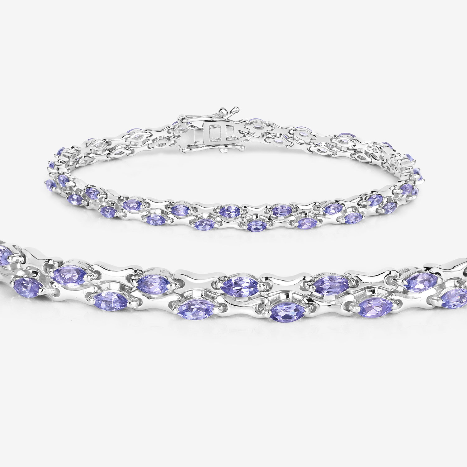 3.20 Carat Genuine Tanzanite .925 Sterling Silver Bracelet