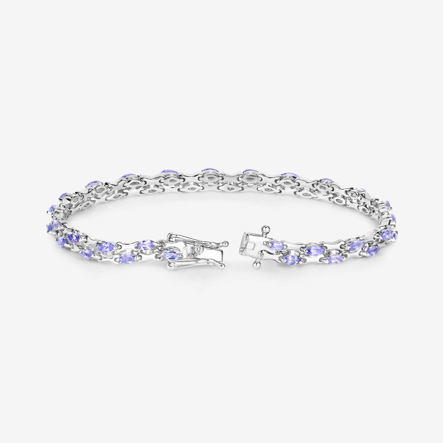 3.20 Carat Genuine Tanzanite .925 Sterling Silver Bracelet