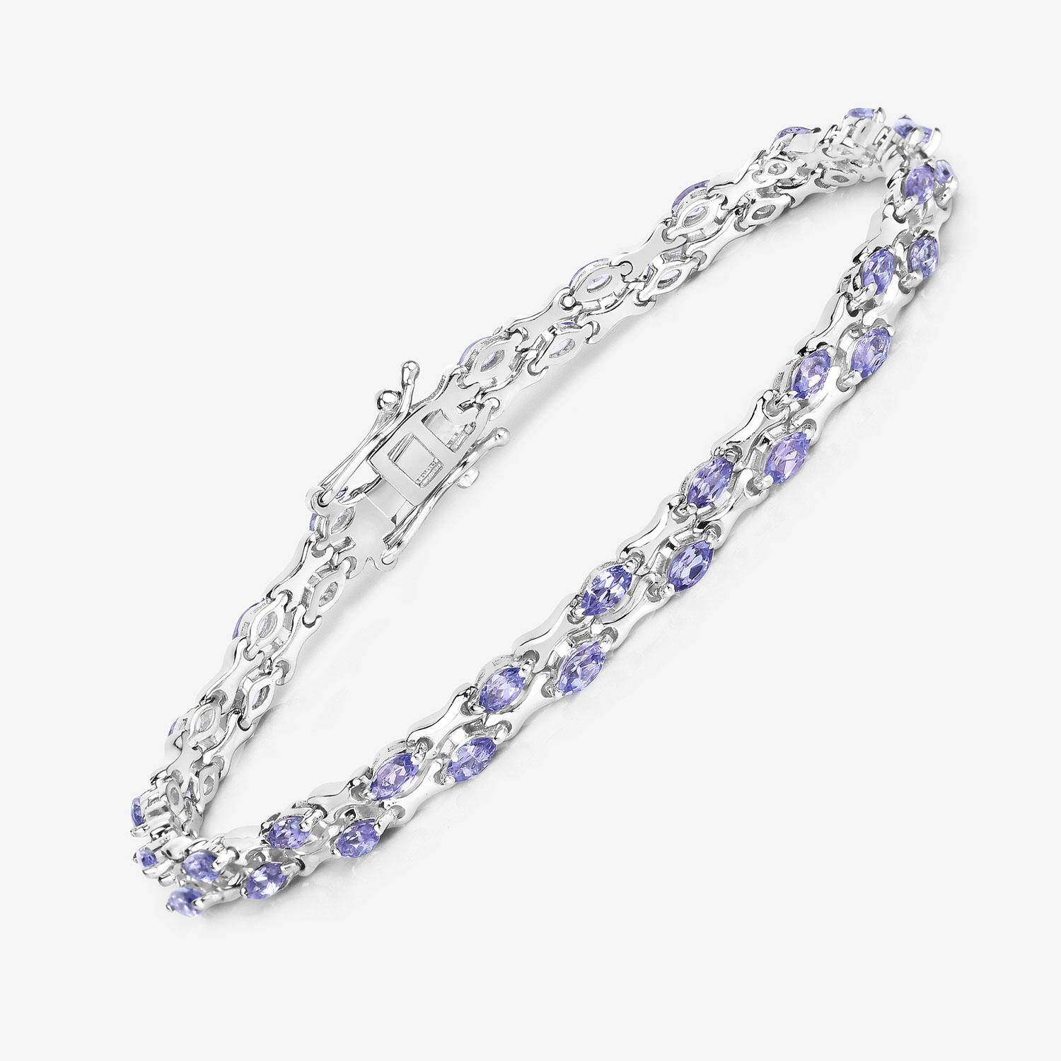 3.20 Carat Genuine Tanzanite .925 Sterling Silver Bracelet