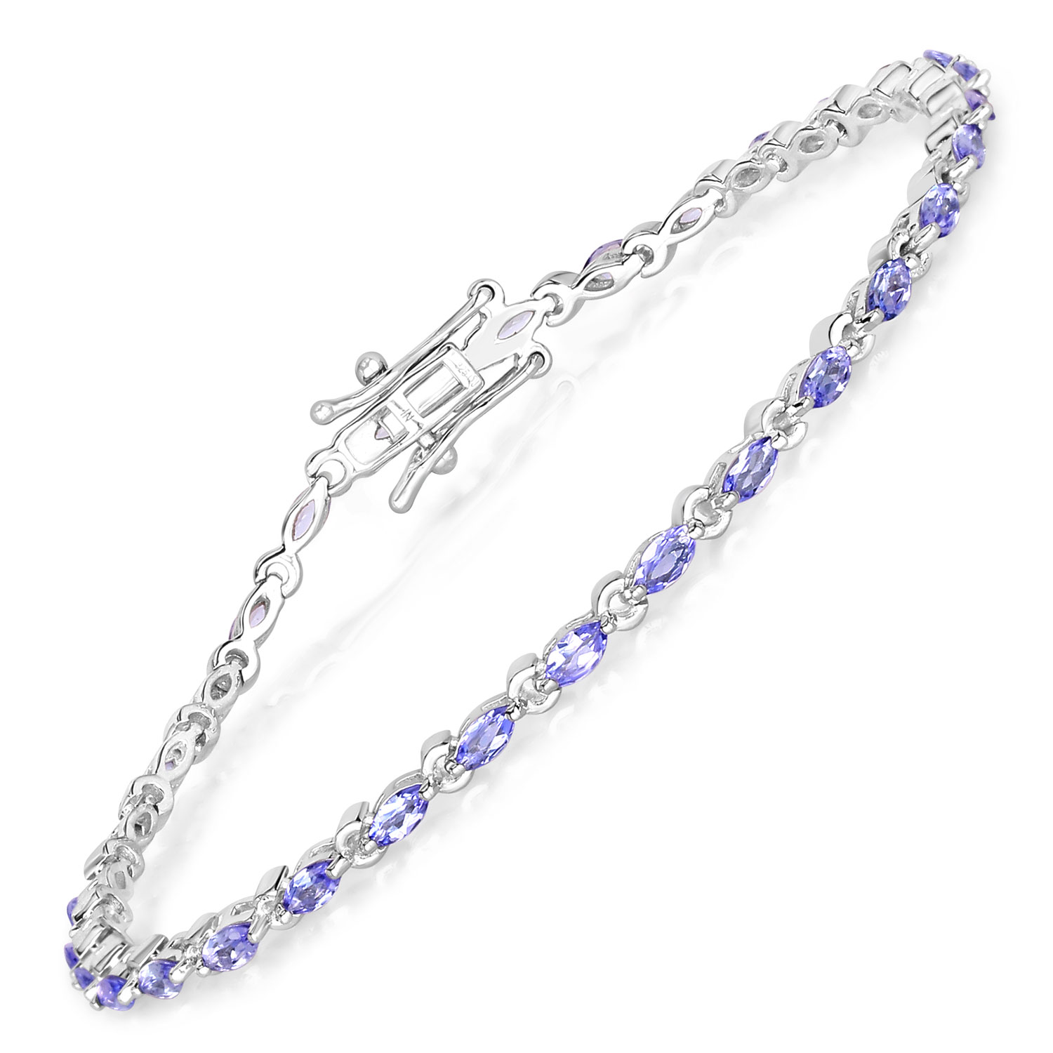 2.48 Carat Genuine Tanzanite .925 Sterling Silver Bracelet