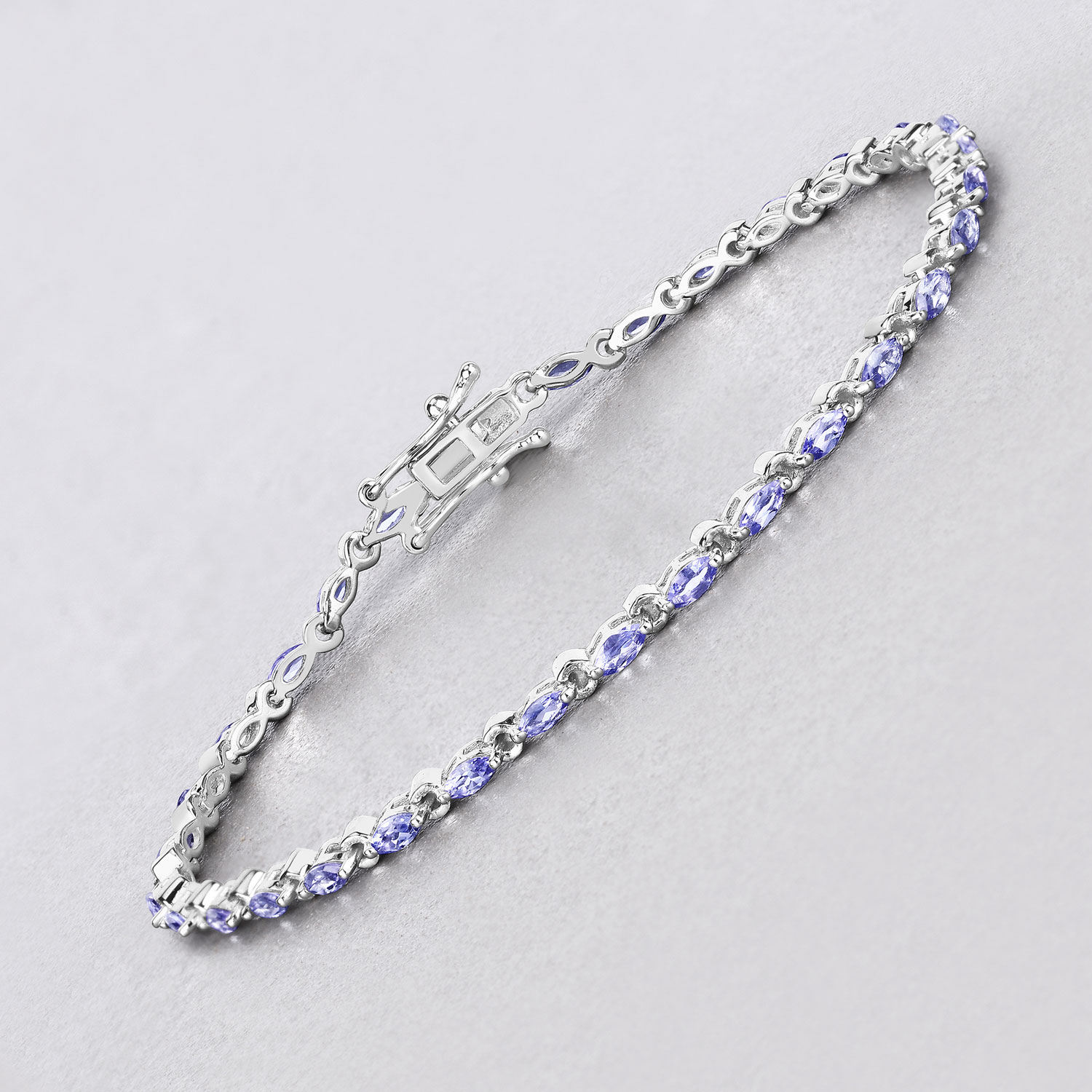 2.48 Carat Genuine Tanzanite .925 Sterling Silver Bracelet