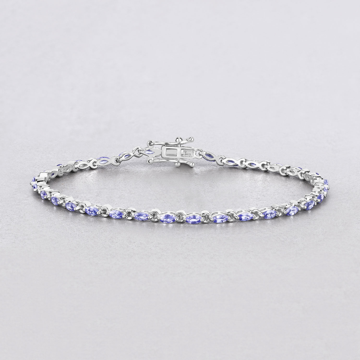 2.48 Carat Genuine Tanzanite .925 Sterling Silver Bracelet