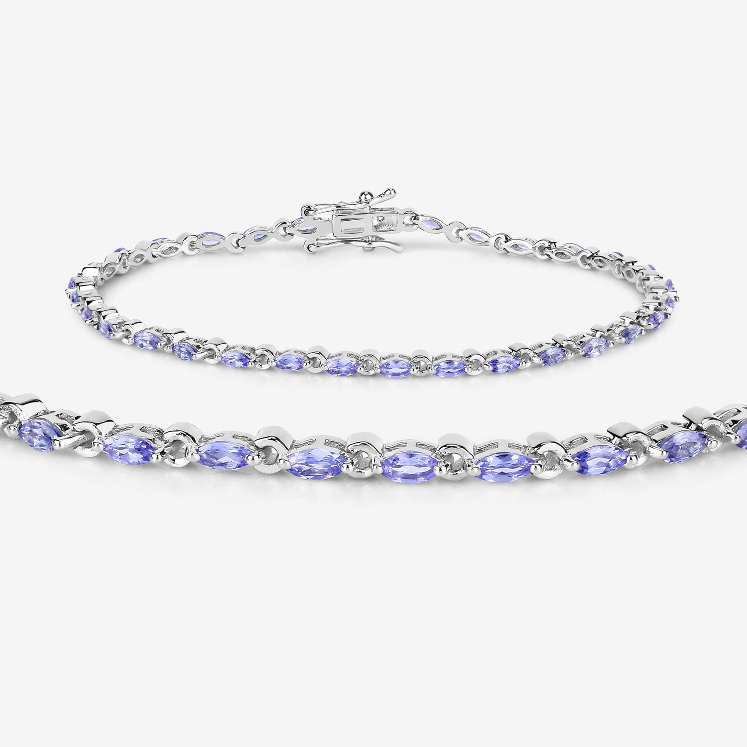 2.48 Carat Genuine Tanzanite .925 Sterling Silver Bracelet