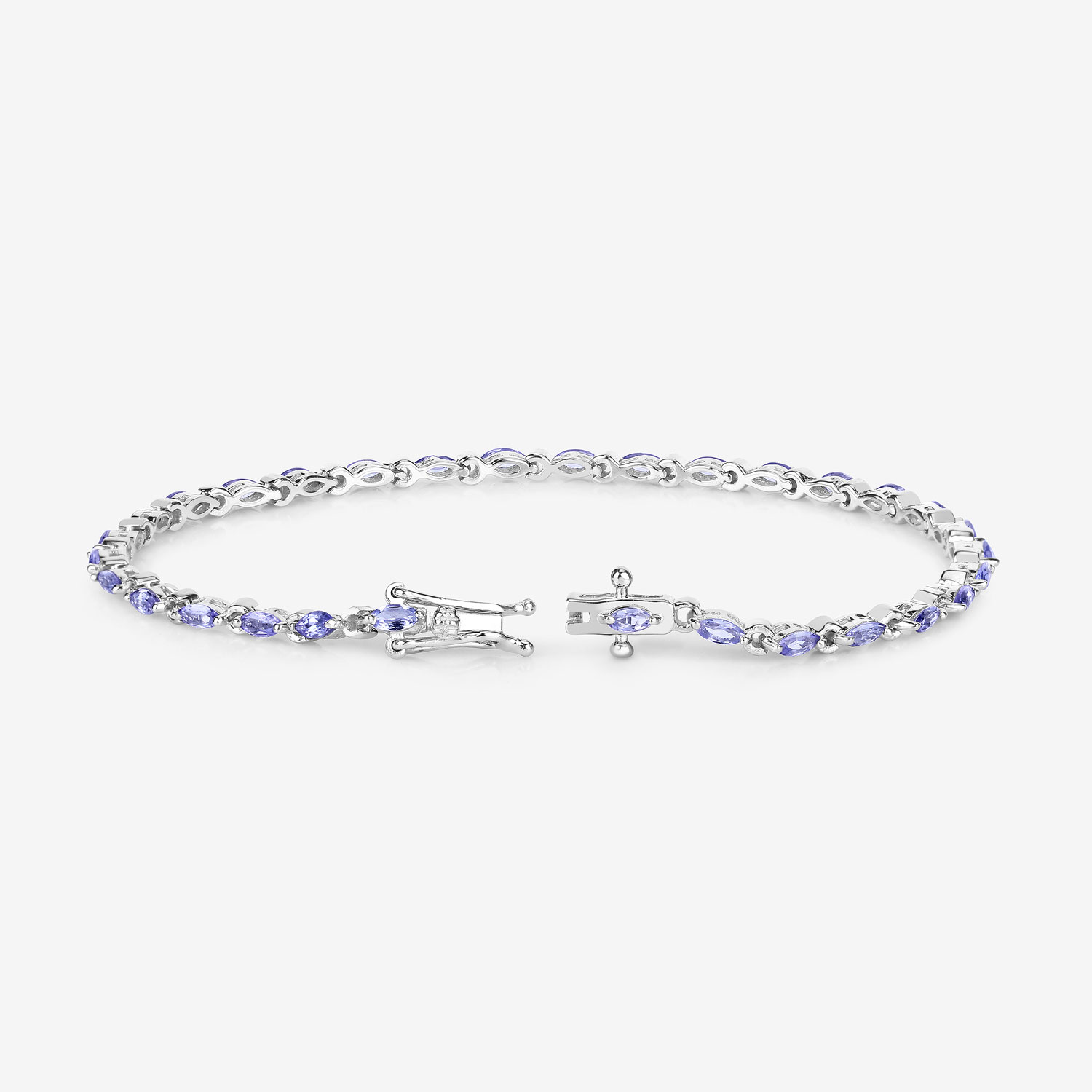 2.48 Carat Genuine Tanzanite .925 Sterling Silver Bracelet