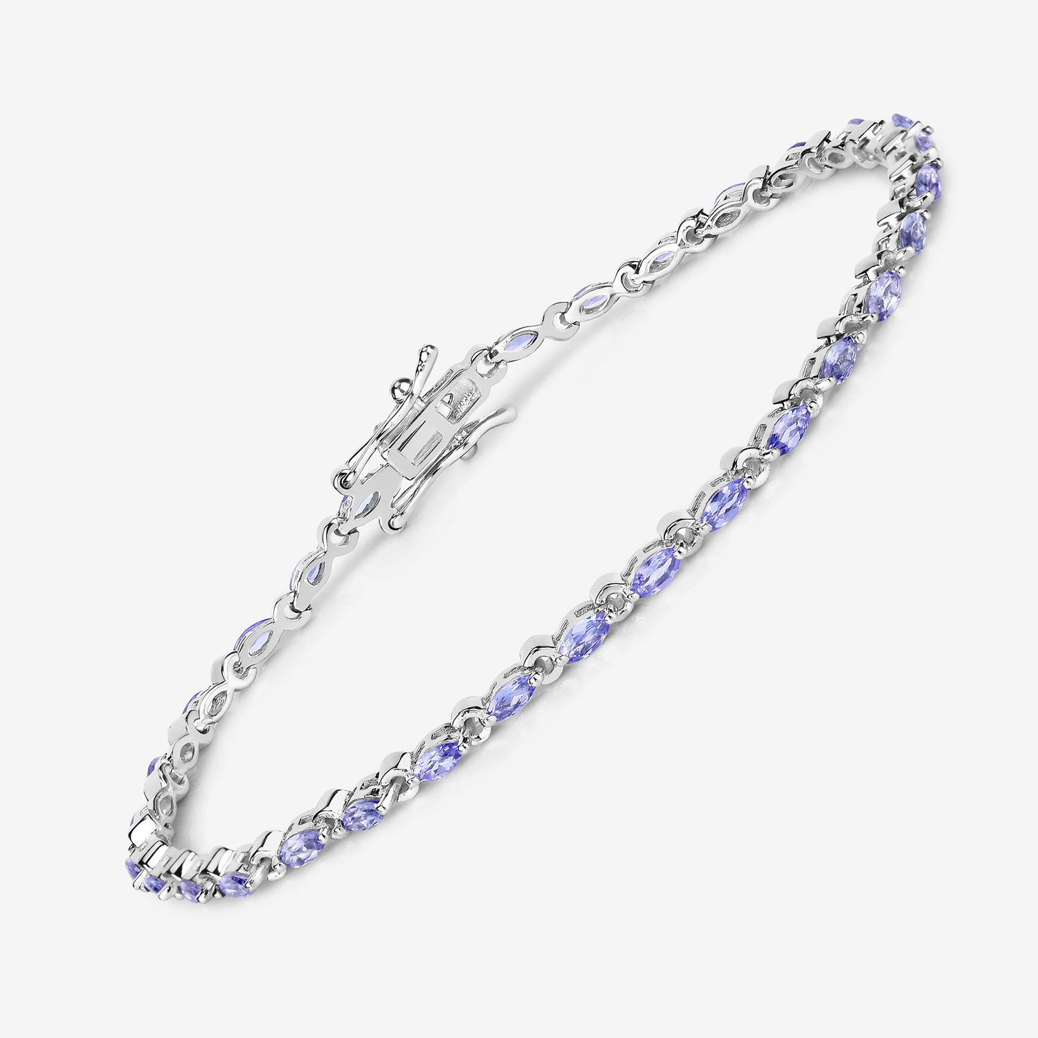 2.48 Carat Genuine Tanzanite .925 Sterling Silver Bracelet
